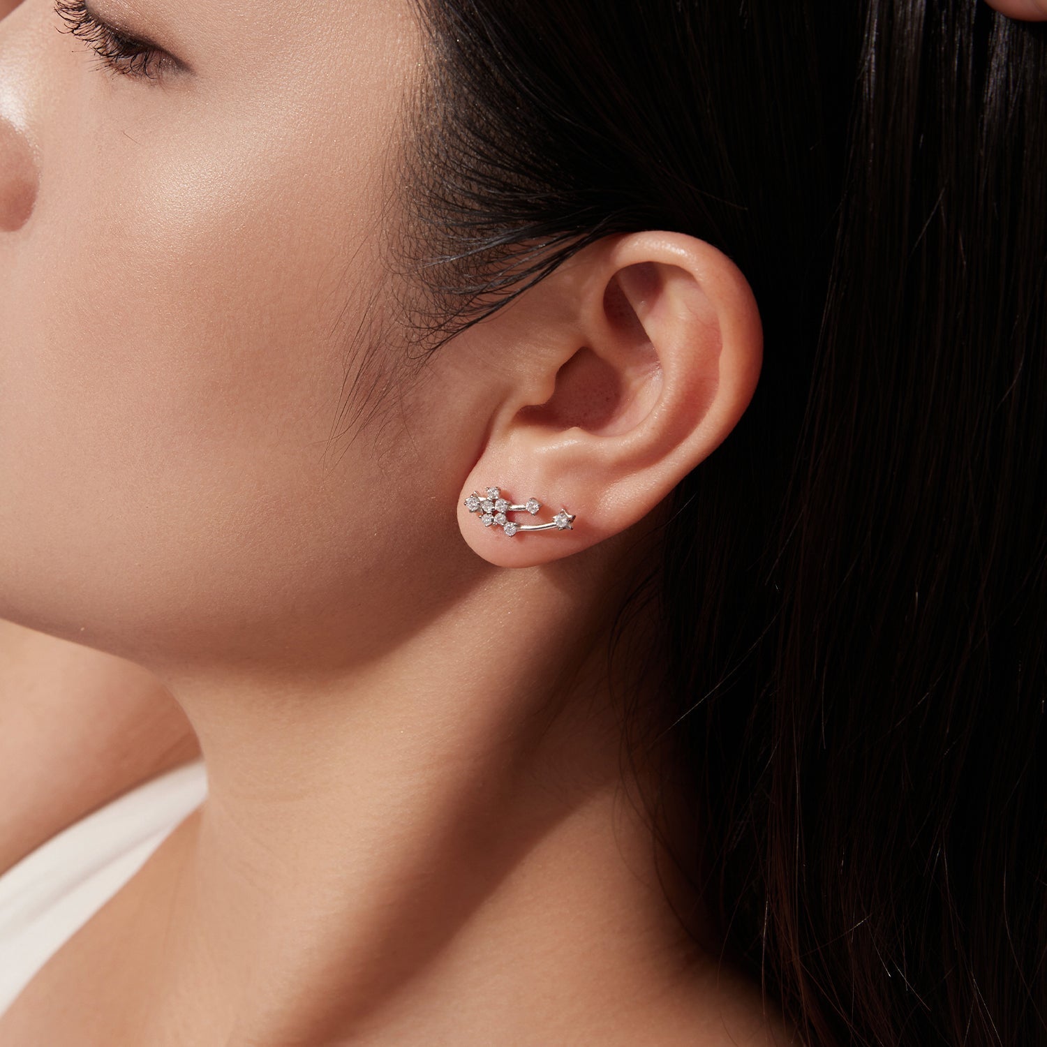 925 Sterling Silver & Brass White Gold Plated Earrings with CZ for Women DestGlow