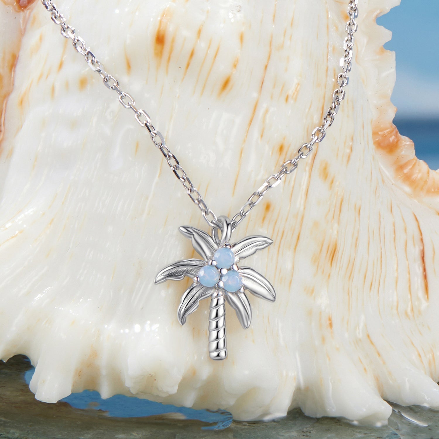 925 Sterling Silver + Nano Opal Stone Pendant Necklace for Women DestGlow
