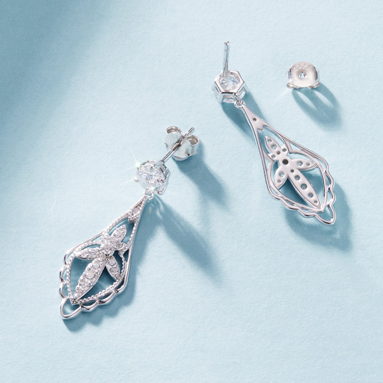 925 Sterling Silver 0.50 Carat Moissanite Earrings with White Gold Plating for Women DestGlow