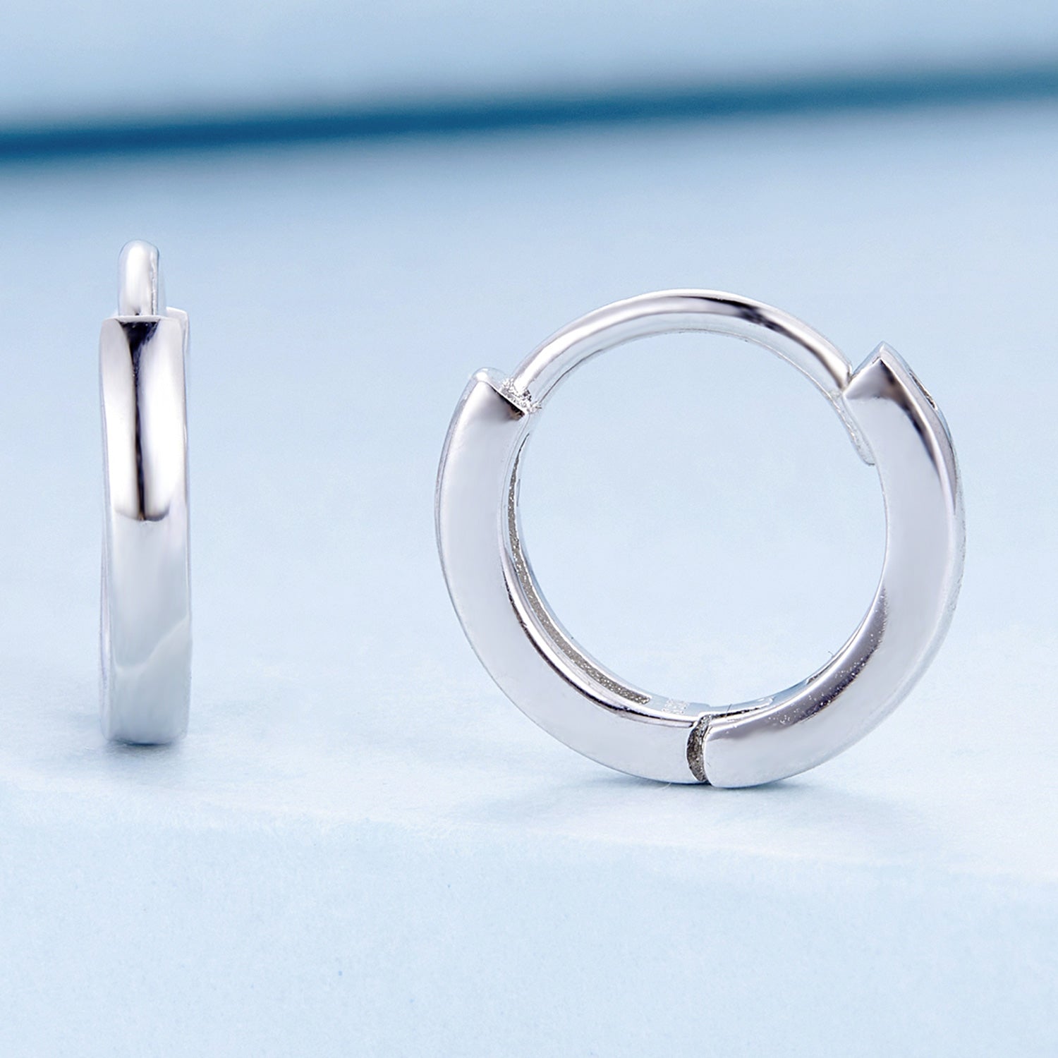 925 Sterling Silver Earrings for Women - Style A, 1.1x0.2cm, Platinum Plated DestGlow