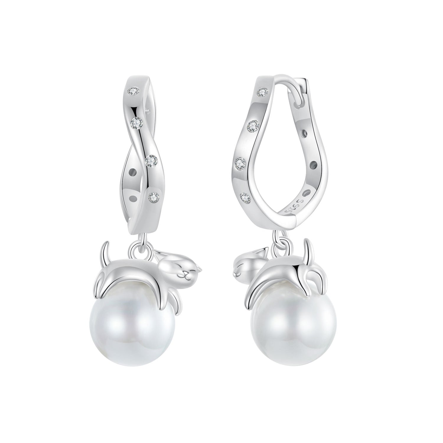 925 Sterling Silver Earrings with Quality Shell Pearl and CZ for Women DestGlow