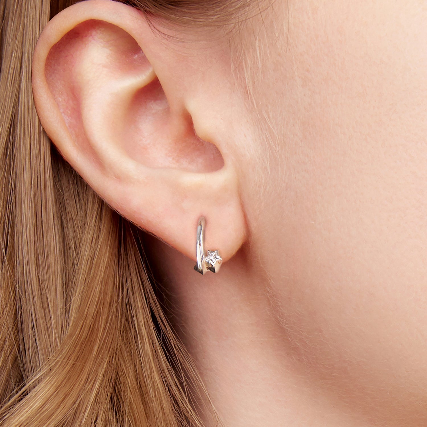 925 Sterling Silver Earrings with White Gold Plating and CZ DestGlow