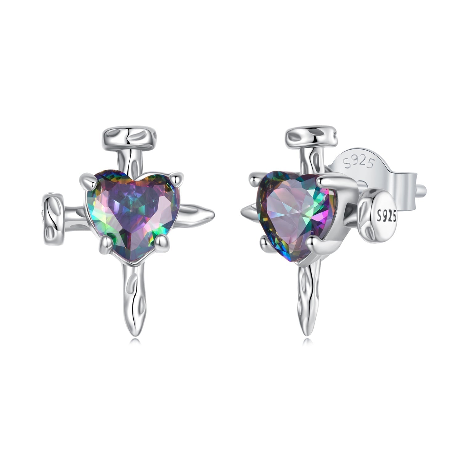 925 Sterling Silver Earrings with Transparent Glass for Women DestGlow