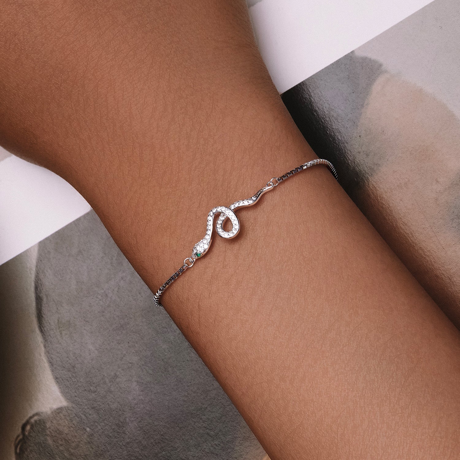 S925 Sterling Silver & Pavé CZ Platinum-Plated Bracelet DestGlow