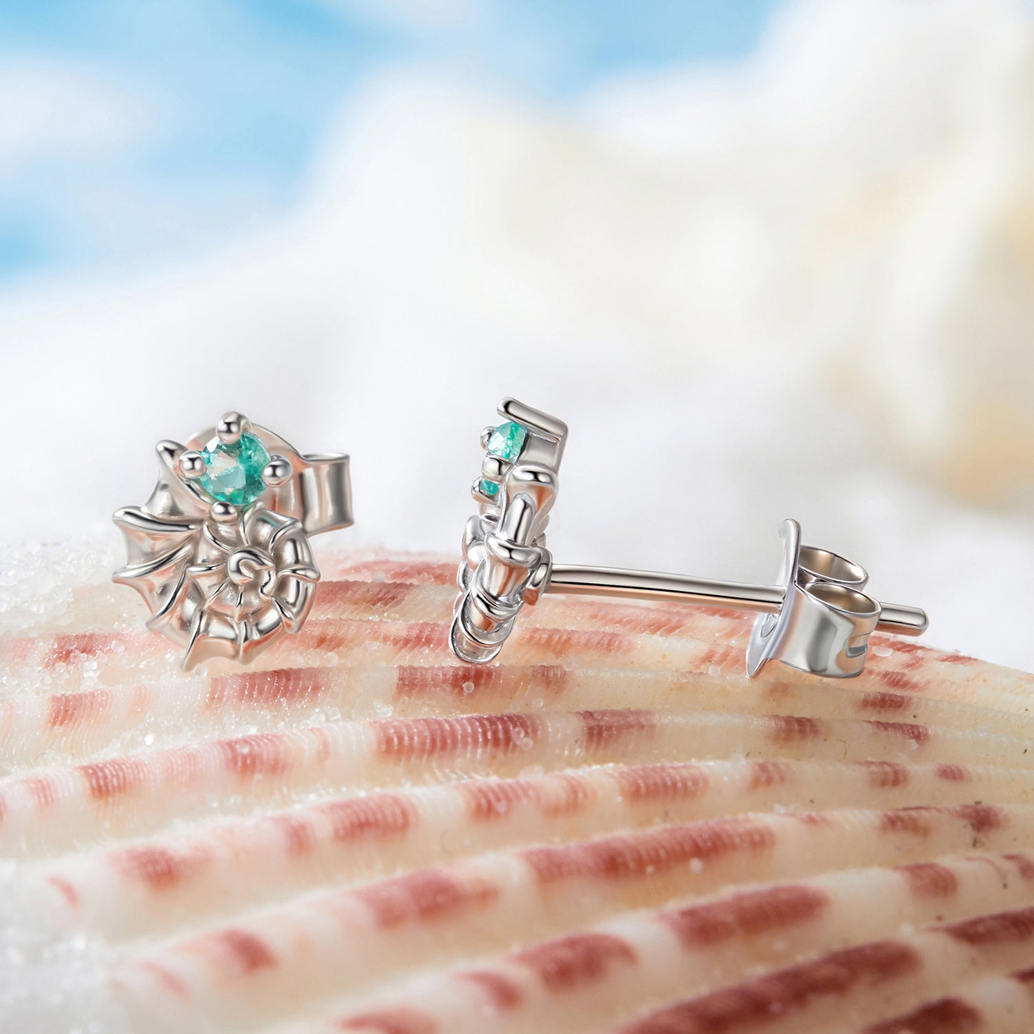 925 Sterling Silver Earrings with Transparent Glass and White Gold Plating for Women DestGlow