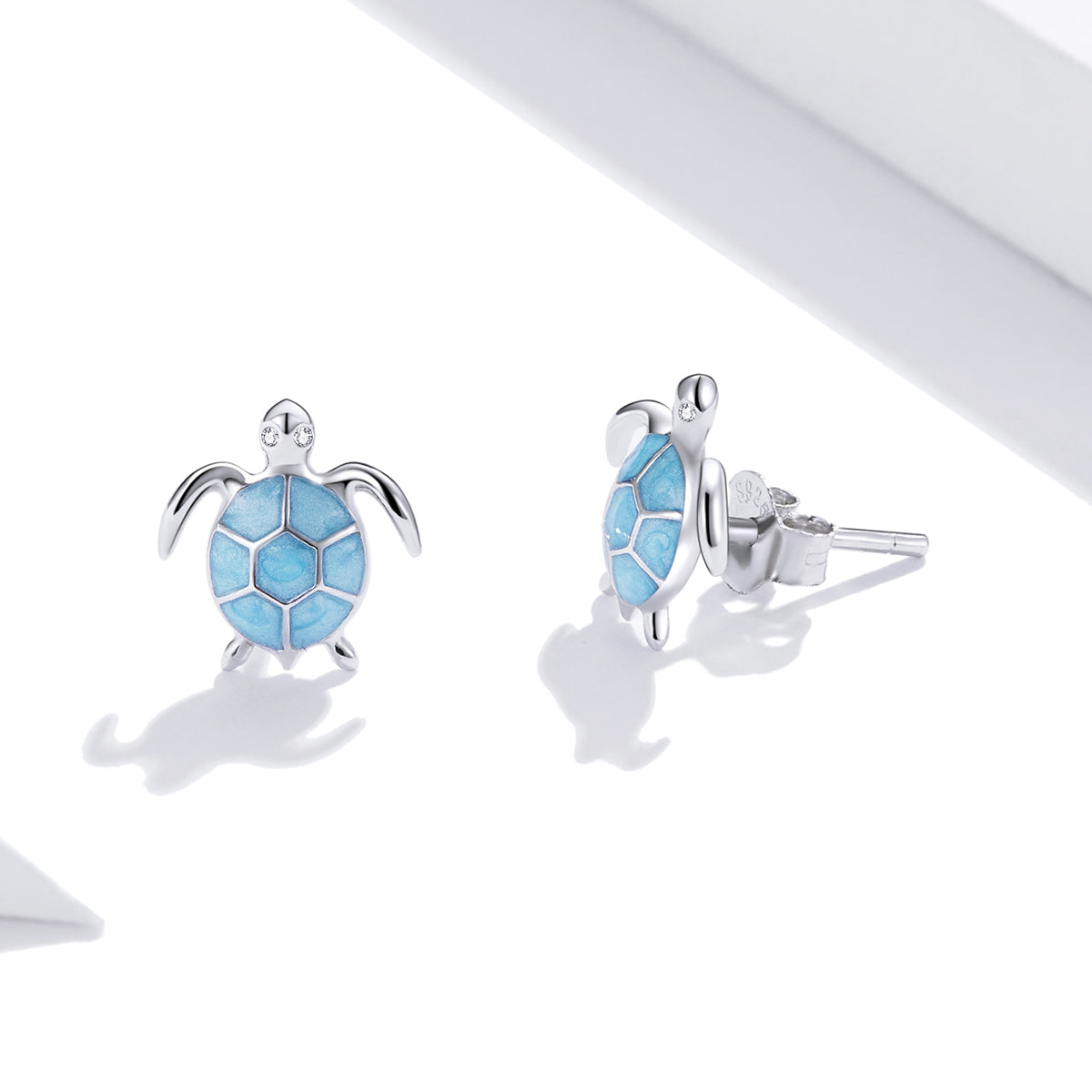 925 Sterling Silver Earrings for Women - Pavé Setting CZ with Enamel Process - 1cm DestGlow