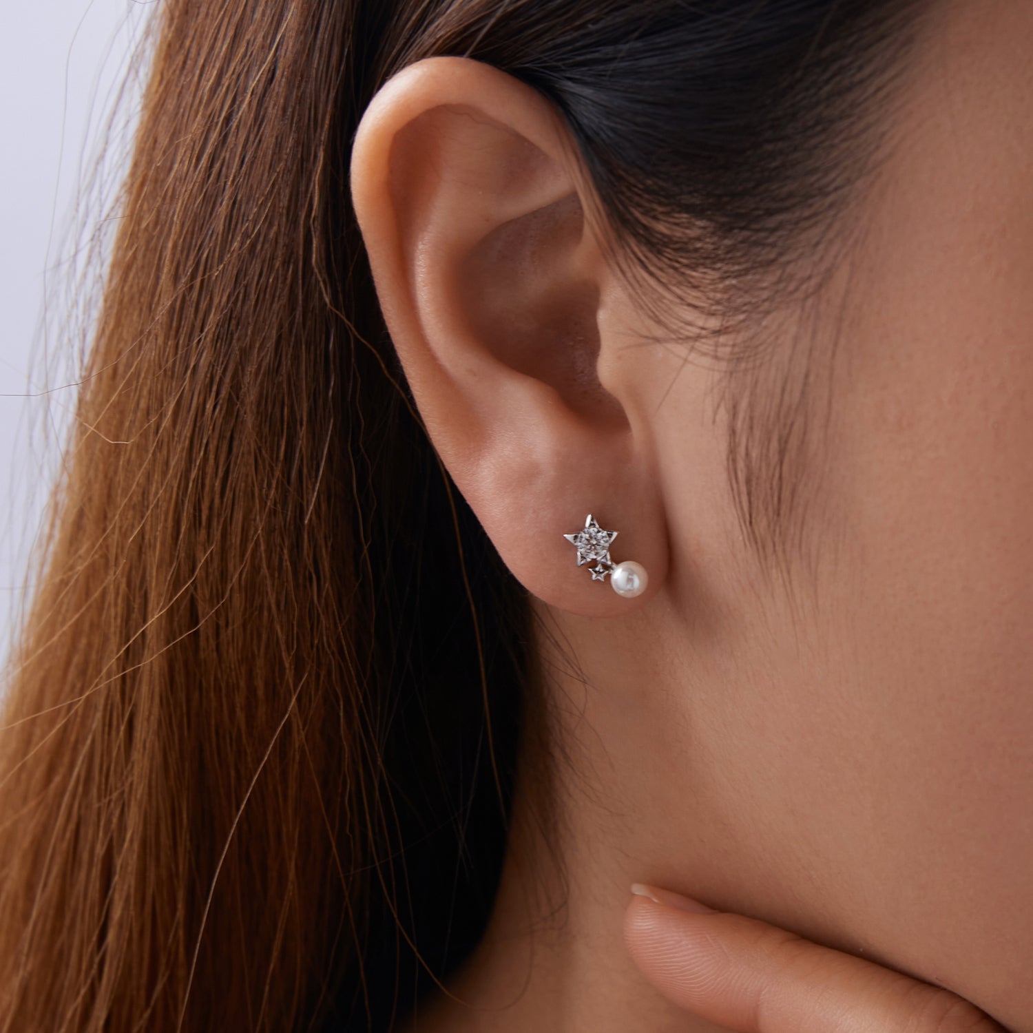 925 Sterling Silver 0.20 Carat Moissanite Earrings with Synthetic Pearl for Women DestGlow