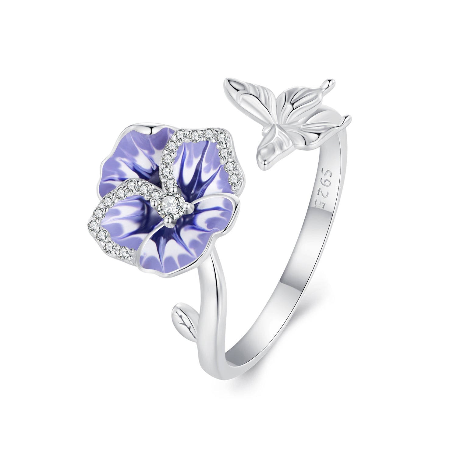 925 Sterling Silver Enamel Process Pavé Setting CZ Ring for Women DestGlow
