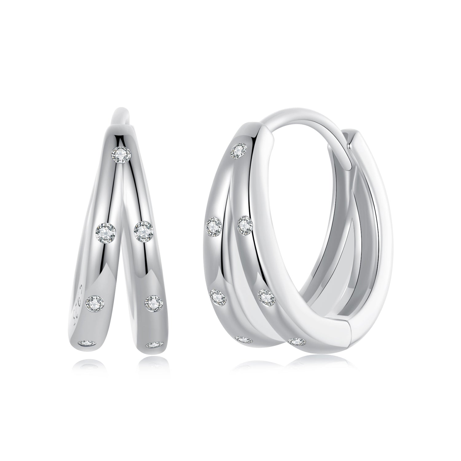 925 Sterling Silver Pavé Setting CZ Earrings for Women DestGlow