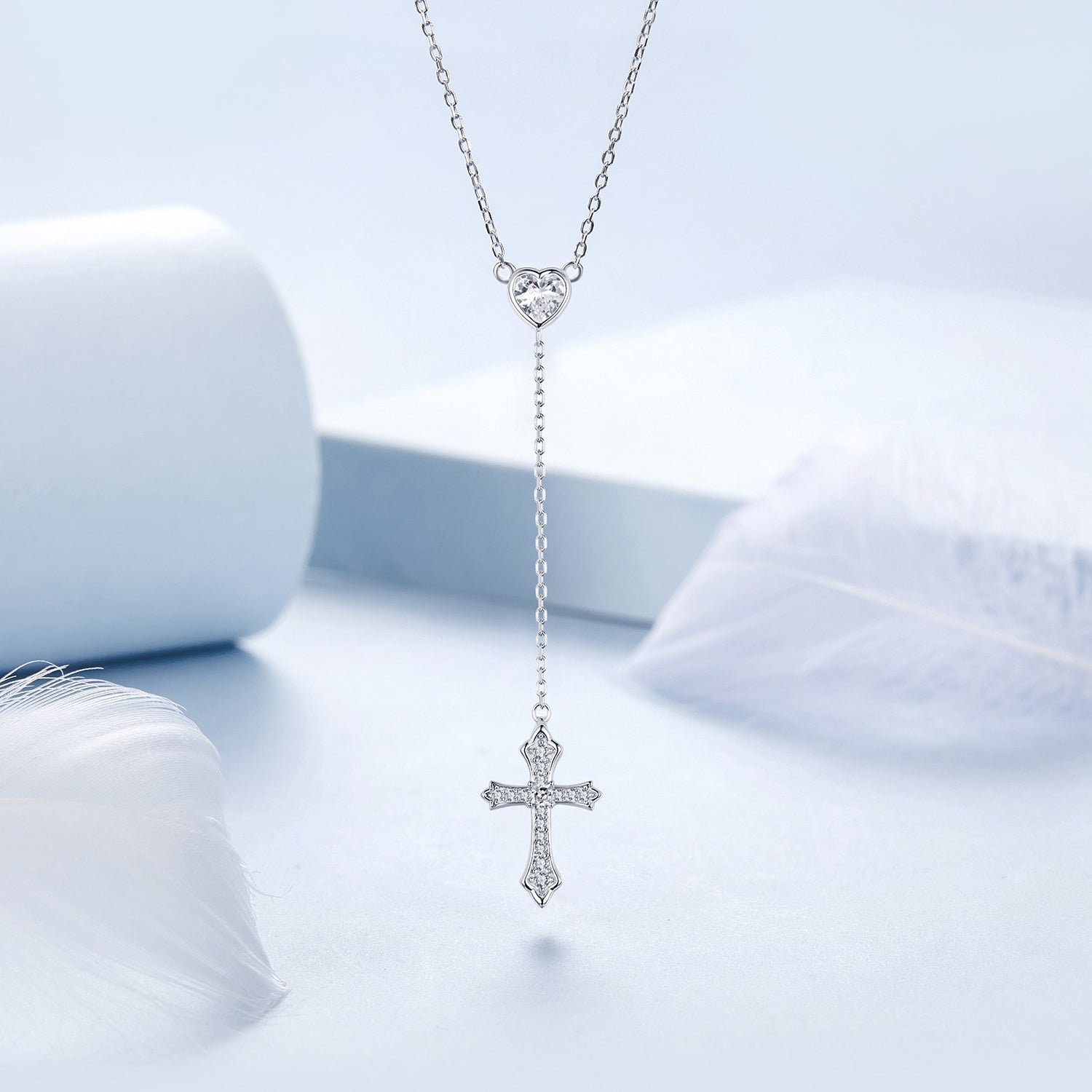 925 Sterling Silver White Gold Plated Necklace with CZ Pavé Setting for Women DestGlow