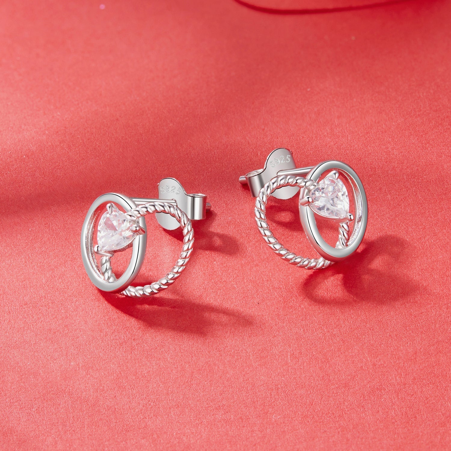 925 Sterling Silver White Gold Plated Pavé Setting CZ Earrings DestGlow