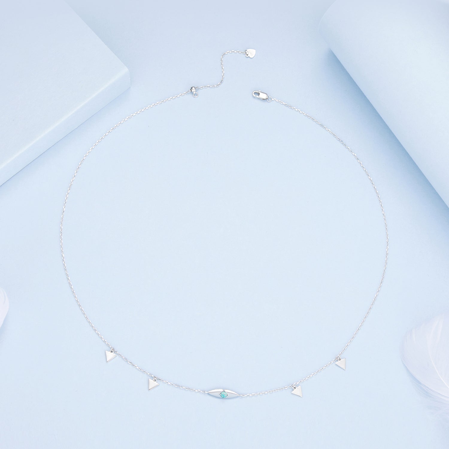 925 Sterling Silver Opal Pendant Necklace for Women - 40+5cm Adjustable Length DestGlow