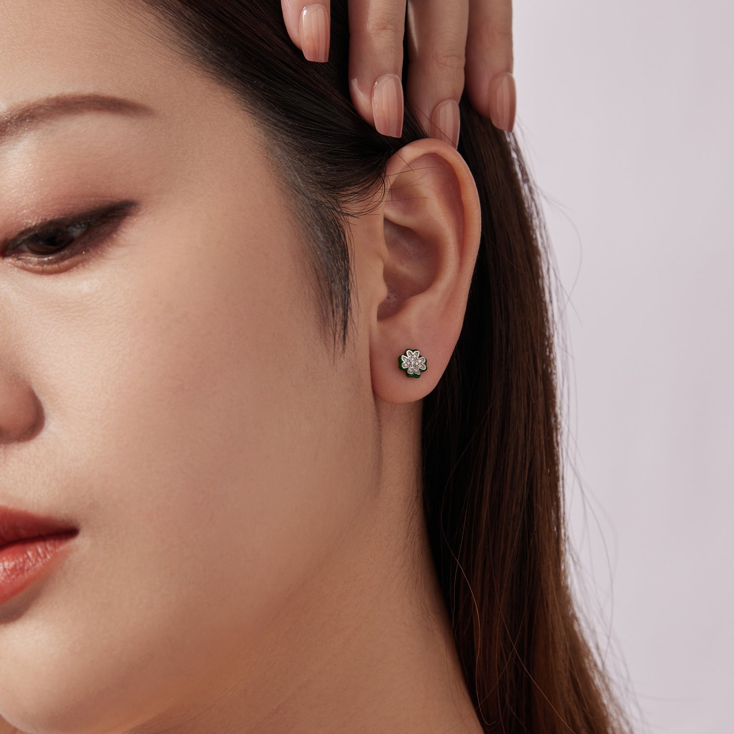 925 Sterling Silver Earrings with Pavé Set CZ & White Gold Plating, 0.75cm for Women DestGlow