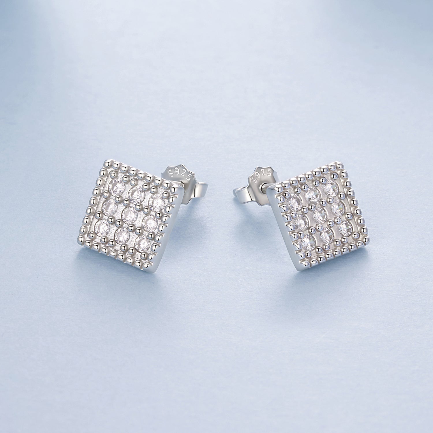 925 Sterling Silver 0.8cm Pavé Setting CZ White Gold Plated Earrings for Women DestGlow