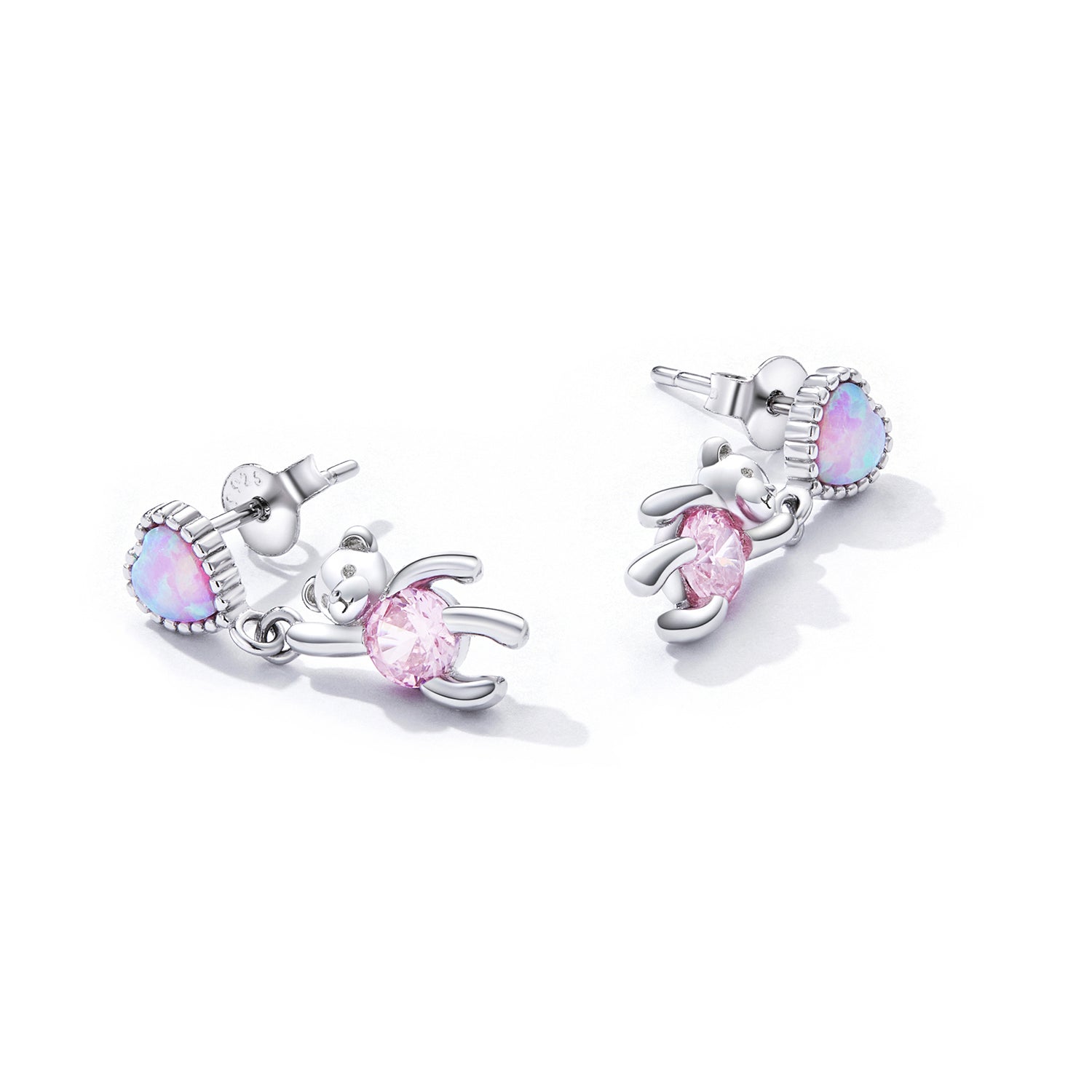 925 Sterling Silver Earrings with Translucent Opal and CZ for Women DestGlow