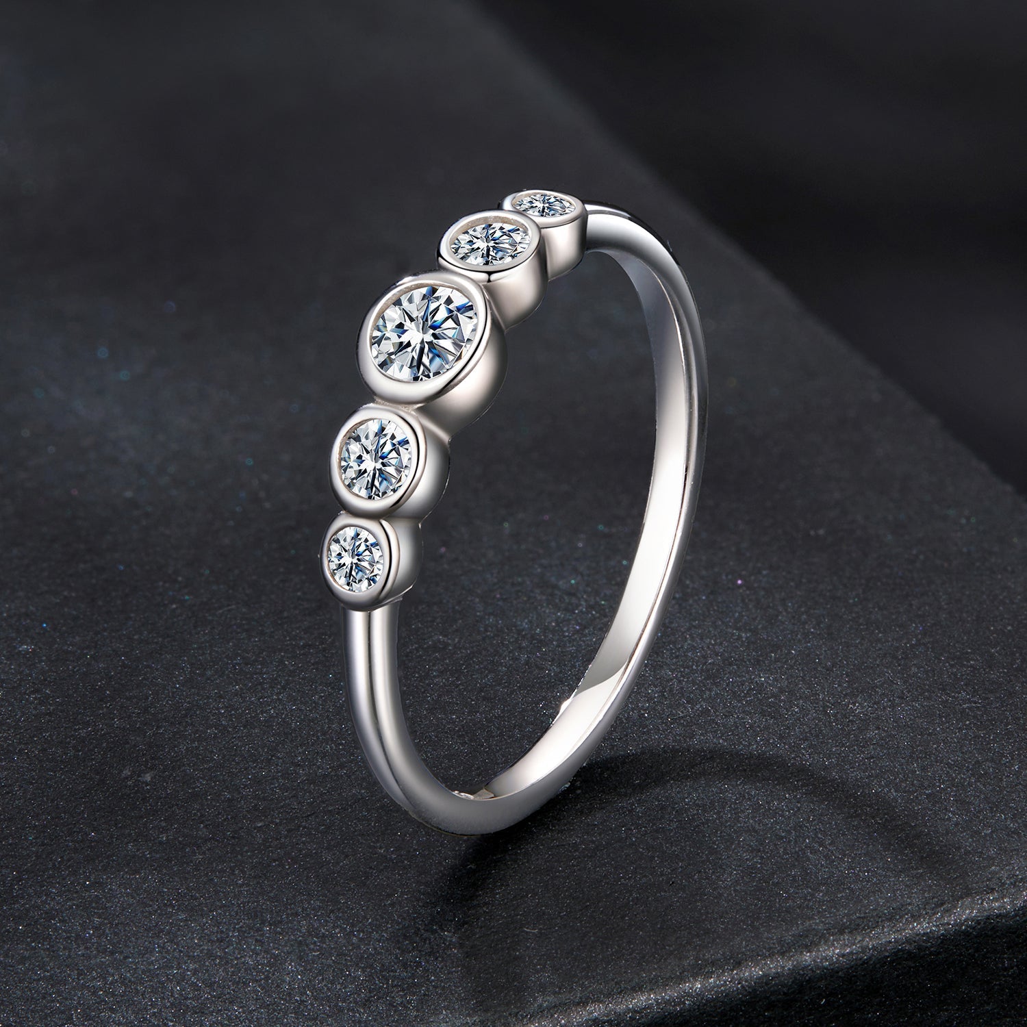 925 Sterling Silver Moissanite Ring Size 6, 0.20ct, Plated White Gold for Women DestGlow