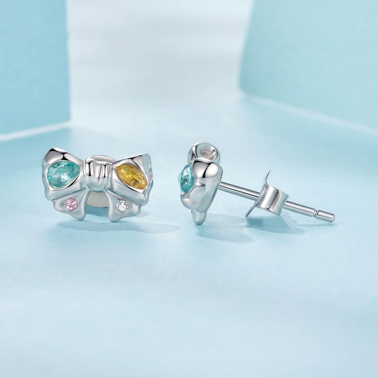 925 Sterling Silver Earrings with Transparent Glass and CZ for Women DestGlow