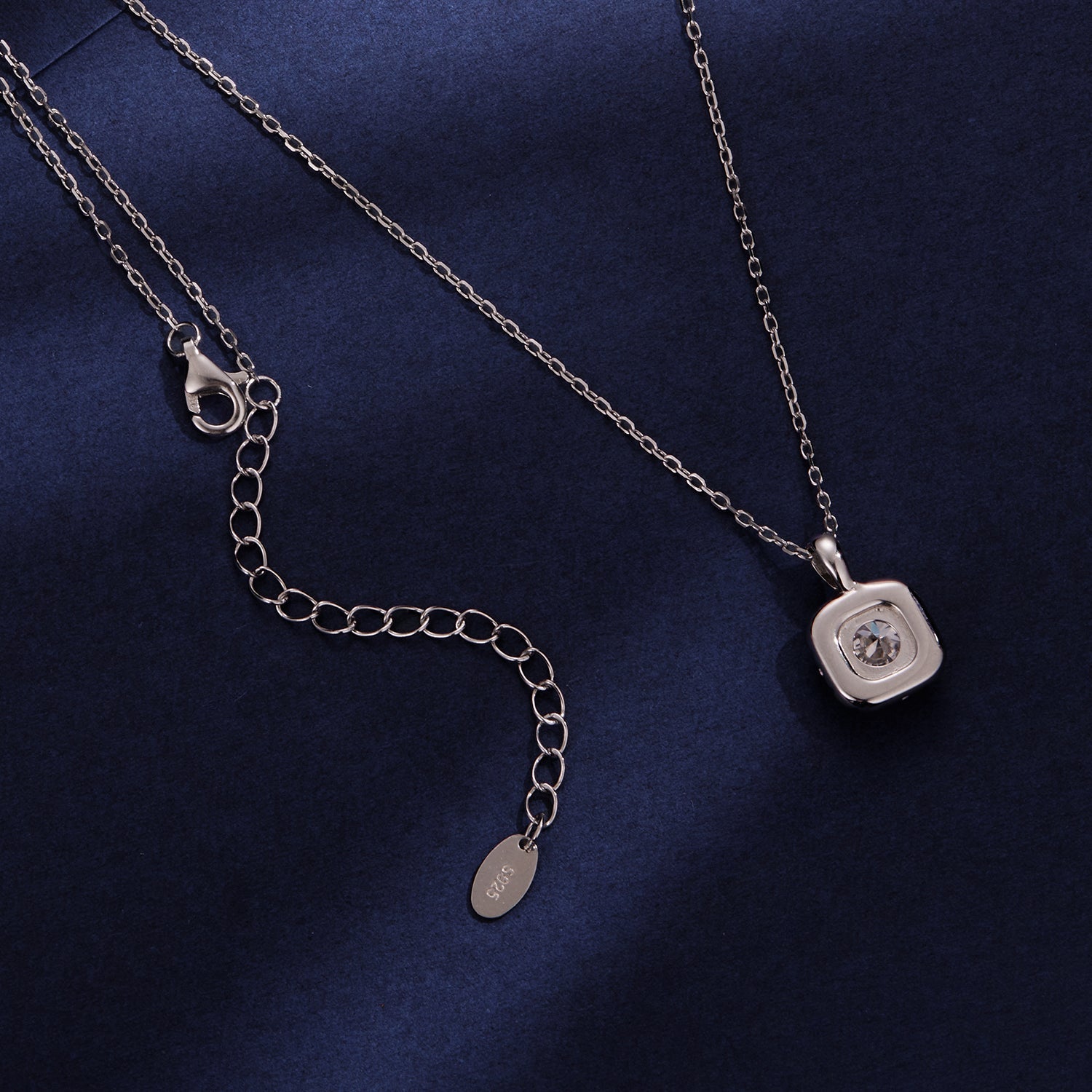 925 Sterling Silver Moissanite 1.4x1.0cm White Gold Plated Necklace 40+5cm for Women DestGlow