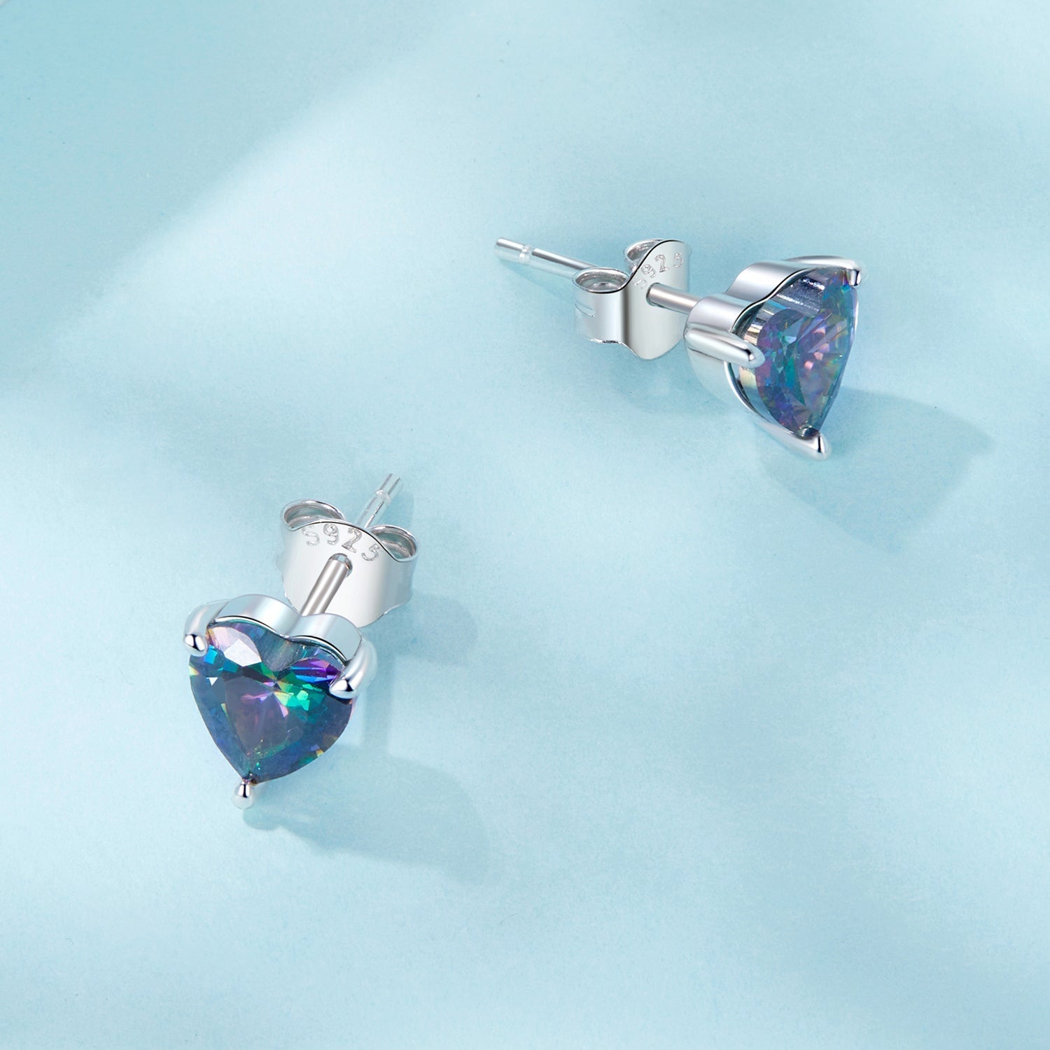 925 Sterling Silver Earrings 7mm Width with Transparent Glass for Women DestGlow