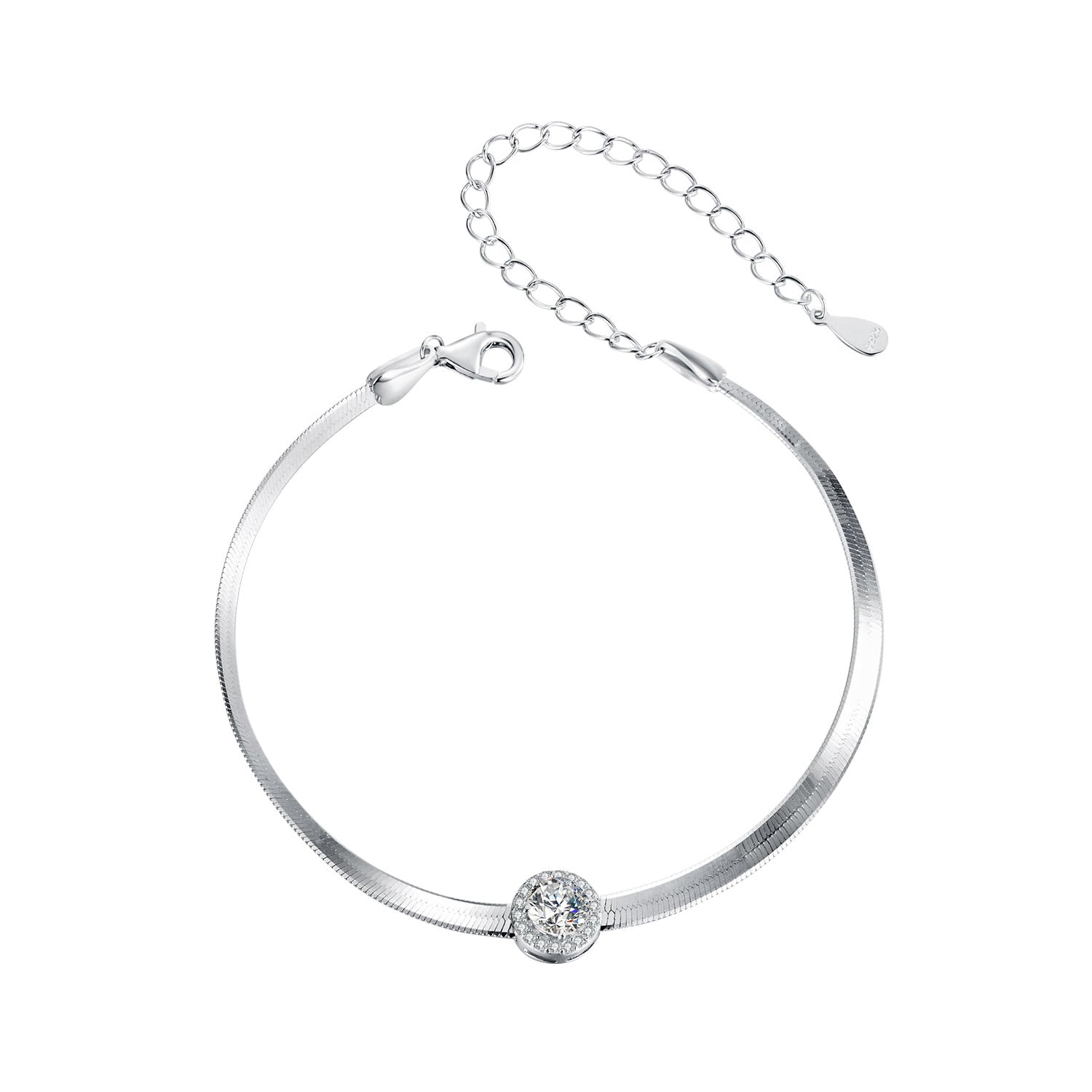 925 Sterling Silver 5.0mm Moissanite Bracelet with White Gold Plating for Women DestGlow