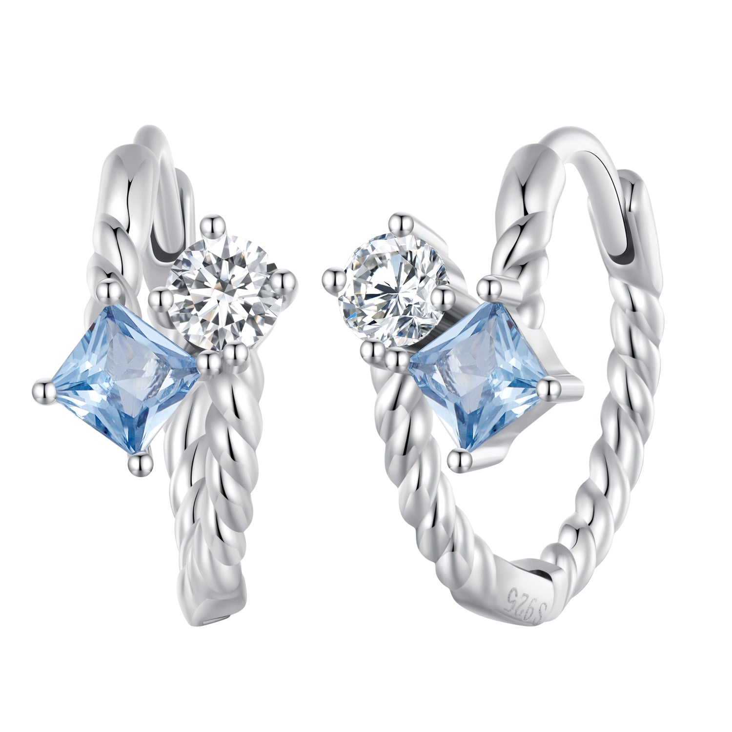 925 Sterling Silver Earrings with Spinel and CZ, 13x7mm, Plated Platinum for Women DestGlow