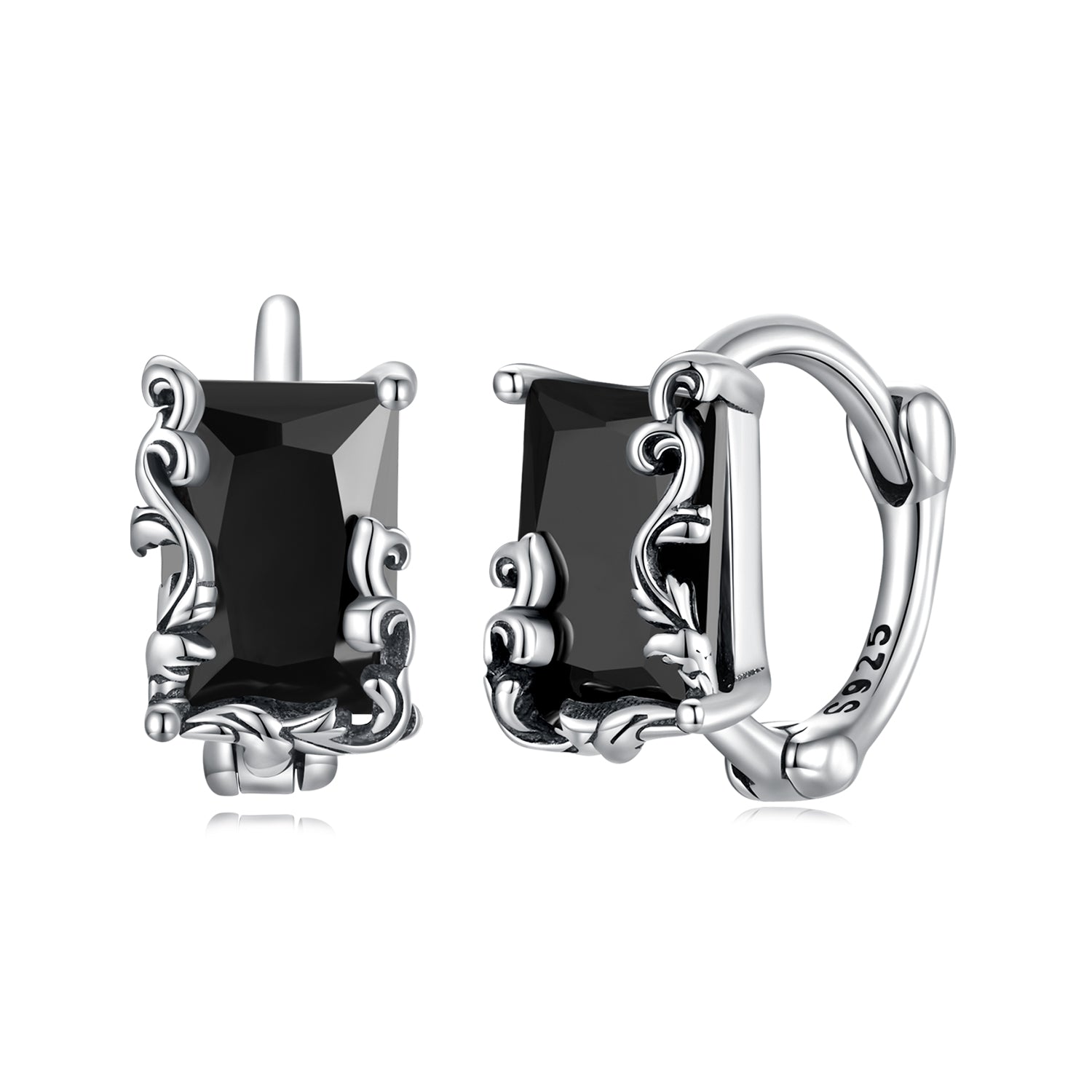 925 Sterling Silver Earrings with CZ and Oxidized Finish for Women DestGlow