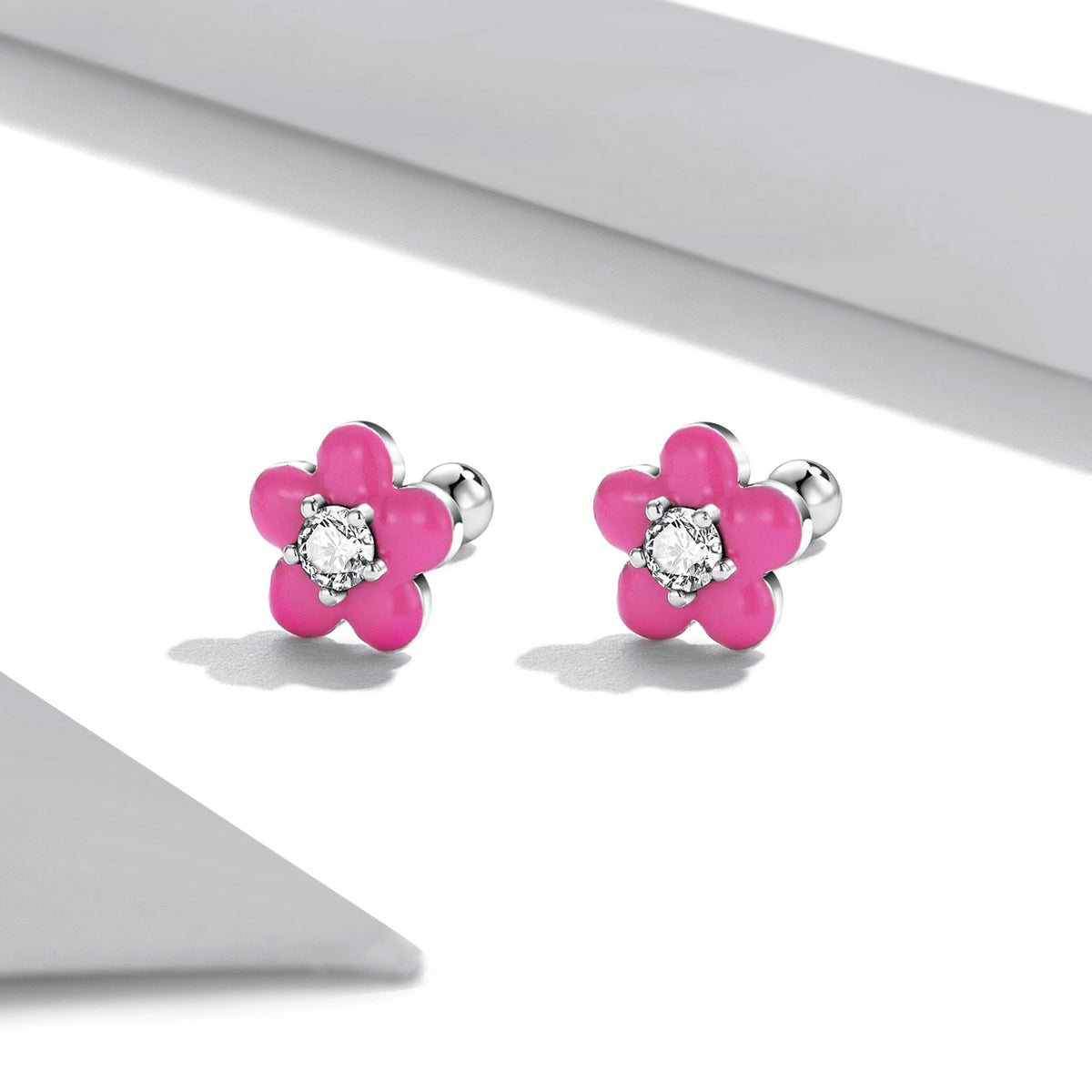 S925 Sterling Silver CZ Pavé Enamel Oxidized Earrings DestGlow