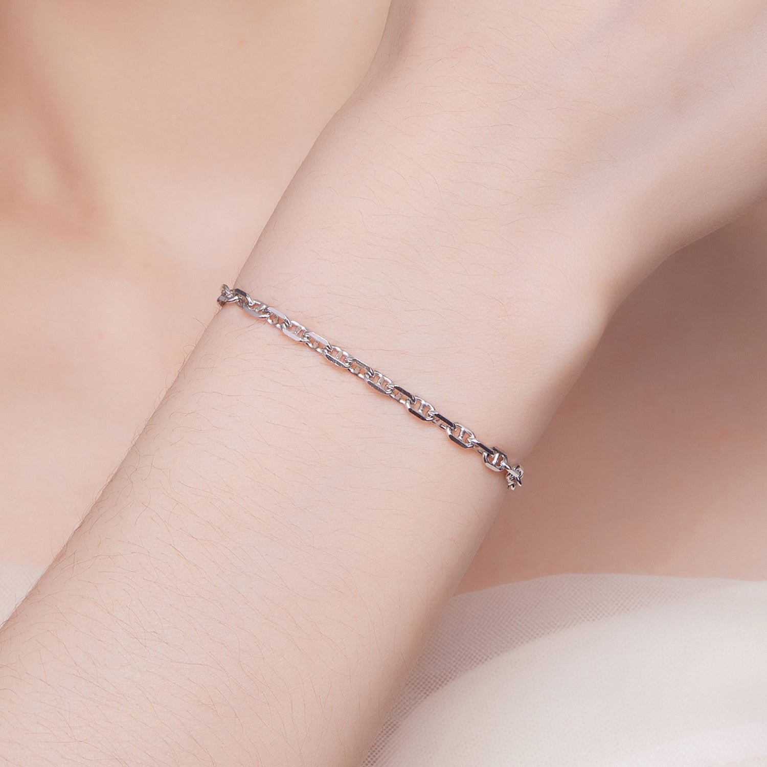 925 Sterling Silver Platinum Plated Bracelet 160+50mm for Women DestGlow