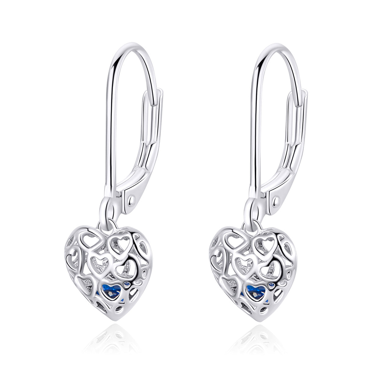 925 Sterling Silver Earrings with CZ and Platinum Plating, 2.3*0.8 cm DestGlow