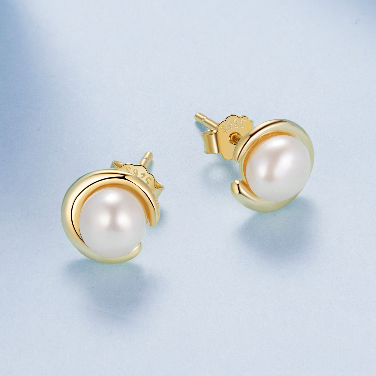 925 Sterling Silver Freshwater Pearl Gold Plated Earrings DestGlow