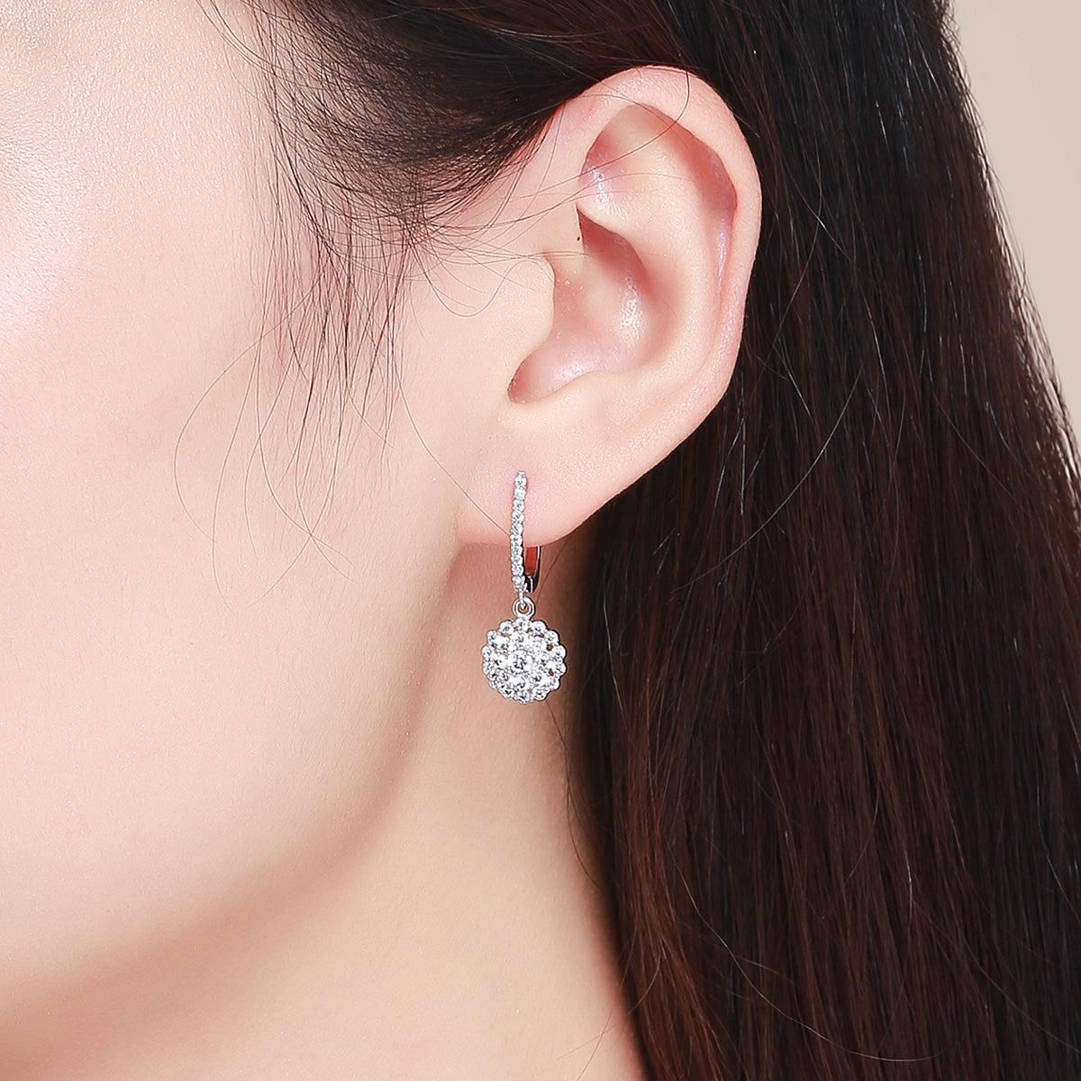 925 Sterling Silver Plated Platinum Pavé Setting CZ Earrings DestGlow