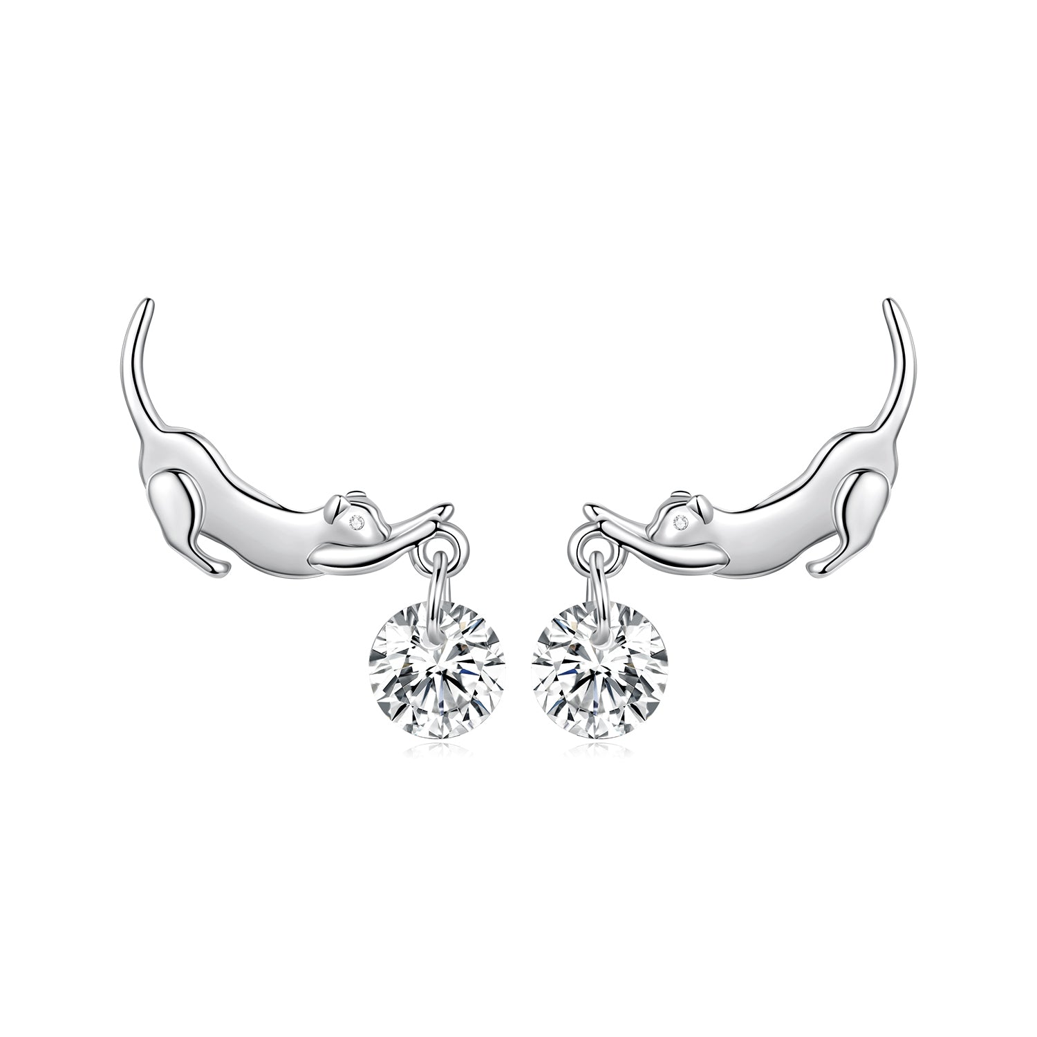 925 Sterling Silver White Gold Plated CZ Earrings 1.6x1.7cm for Women DestGlow