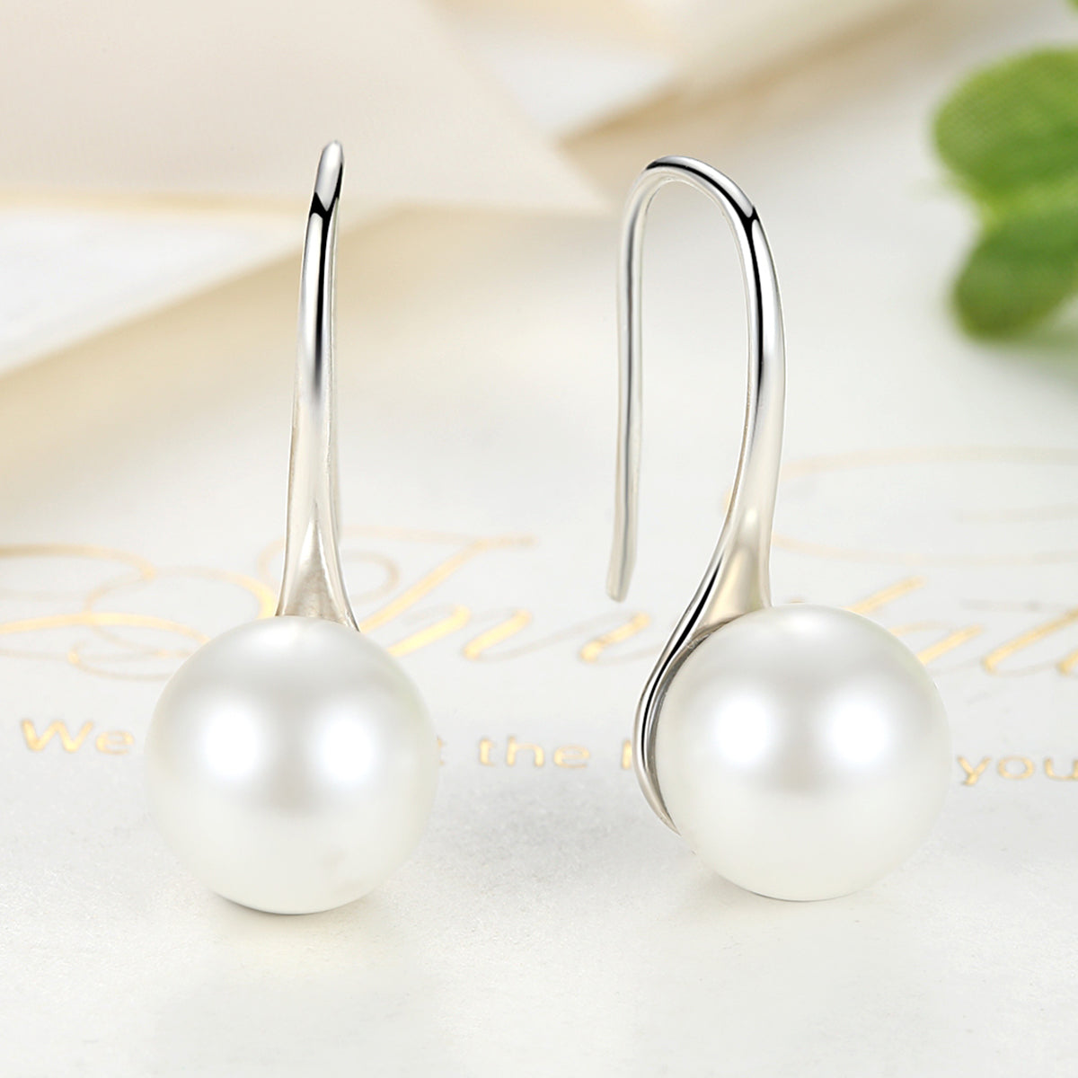 925 Sterling Silver Genuine Shell Pearl Earrings for Women DestGlow