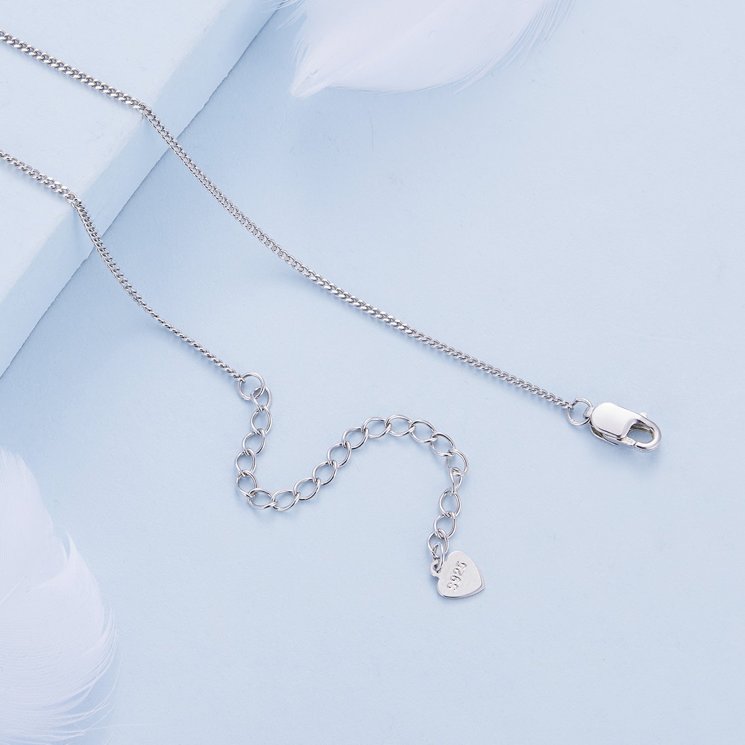 925 Sterling Silver 16mm x 10mm Platinum Plated Necklace for Unisex DestGlow