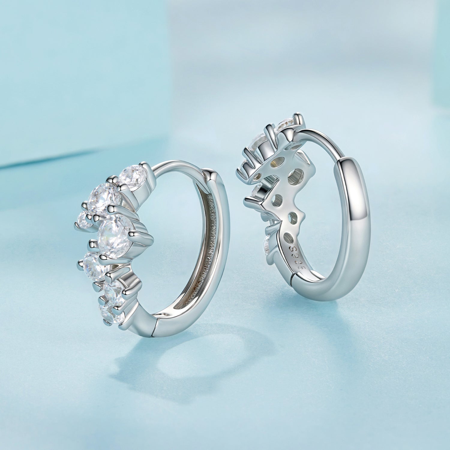 925 Sterling Silver Earrings with CZ White Gold Plating DestGlow