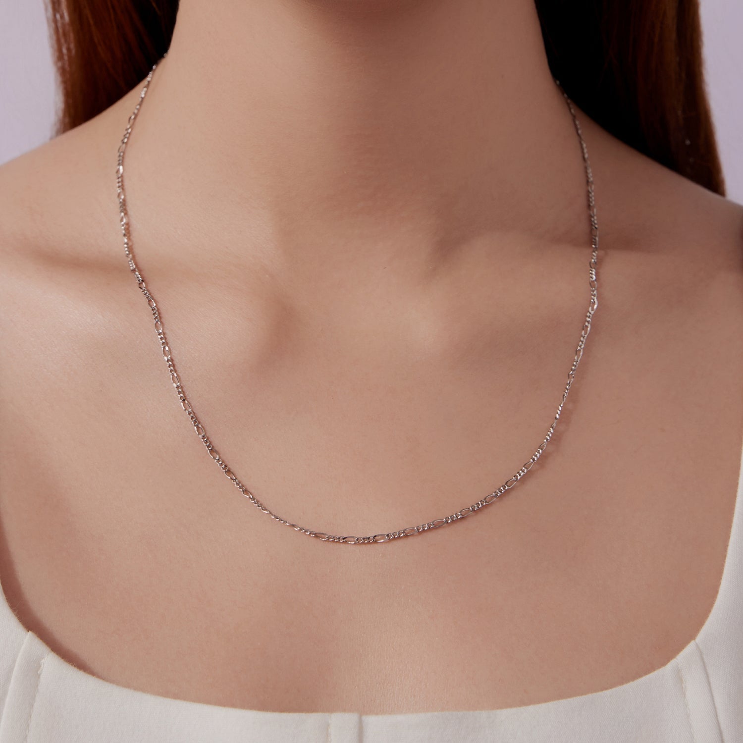 925 Sterling Silver 40cm Necklace with Plated White Gold DestGlow