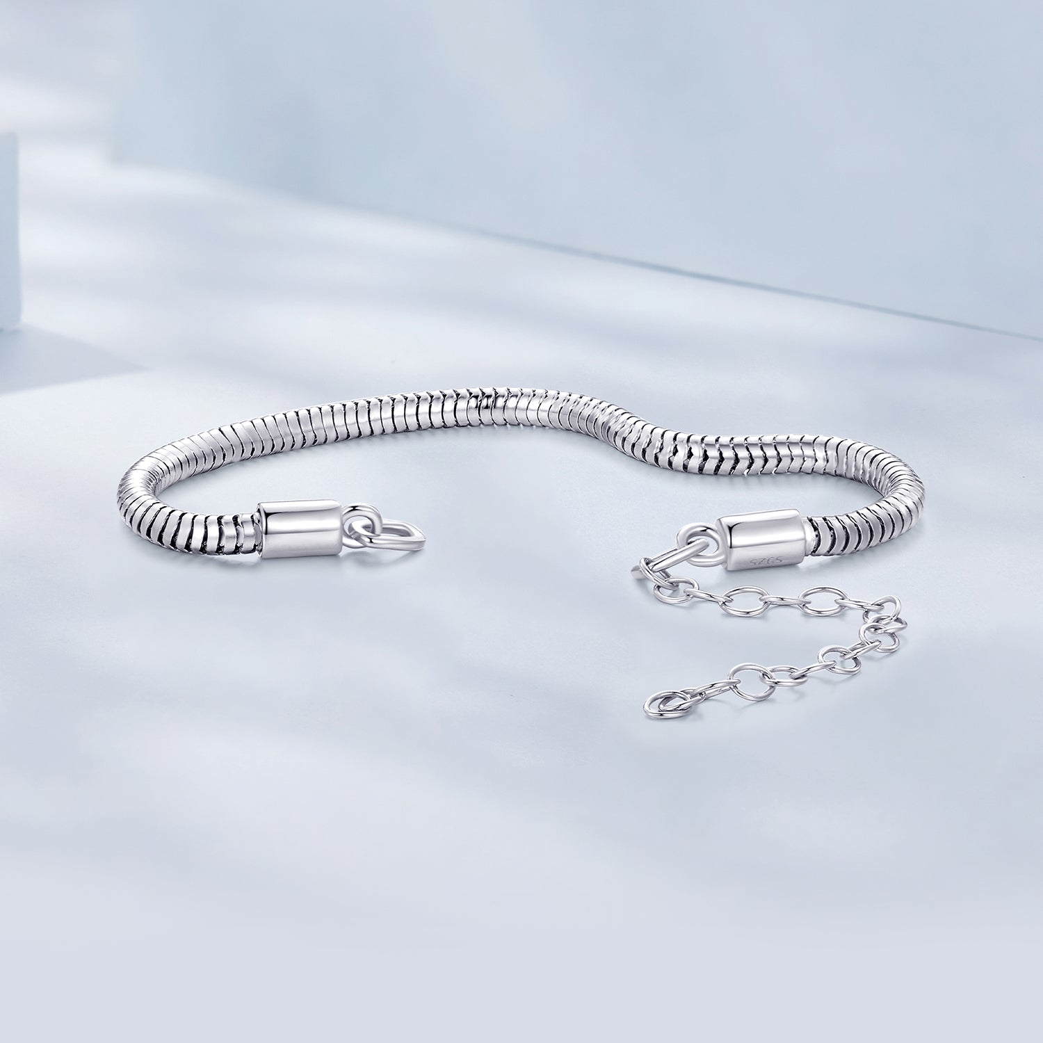 925 Sterling Silver Plated Platinum 140mm Chain Thickness 3mm Bracelet for Women DestGlow