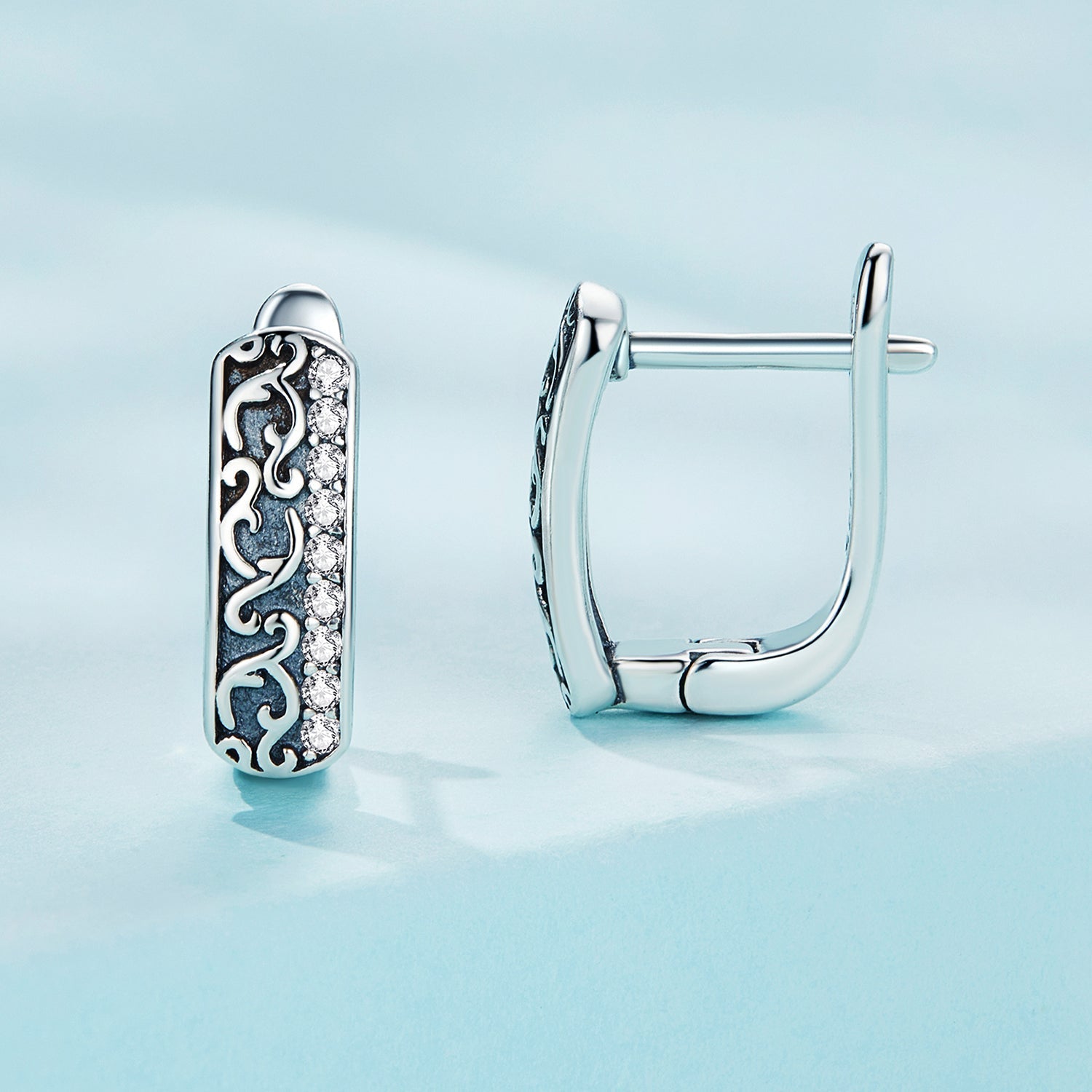 925 Sterling Silver Earrings with Pavé Setting CZ - 1.3m x 0.5m for Women DestGlow