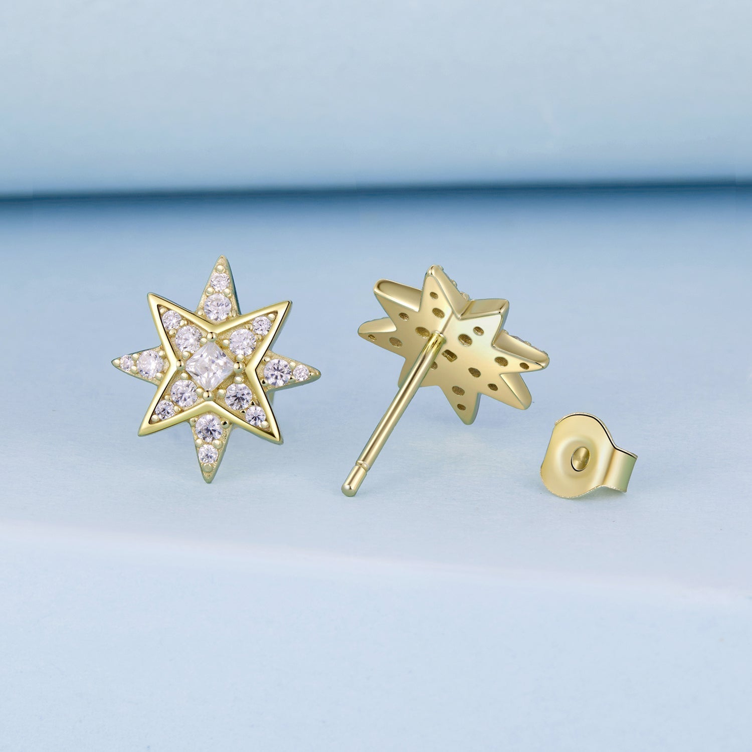 925 Sterling Silver Pavé Setting Gold Plated Earrings DestGlow