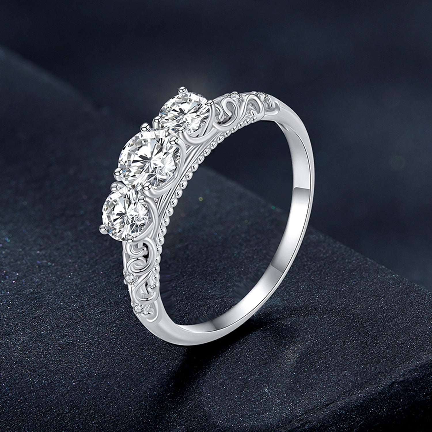 925 Sterling Silver Moissanite Pavé Setting Ring Size 6 for Women DestGlow
