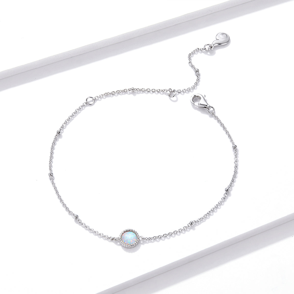 925 Sterling Silver Opal Bracelet for Women - Adjustable Size, Translucent Color DestGlow