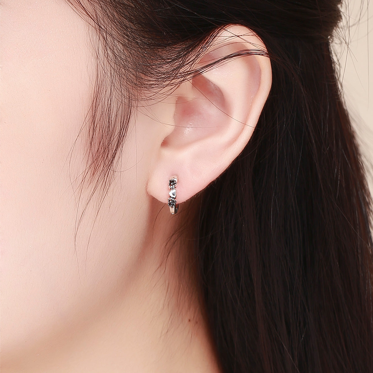 925 Sterling Silver Earrings with Pavé Setting CZ, 1.1*0.3cm DestGlow