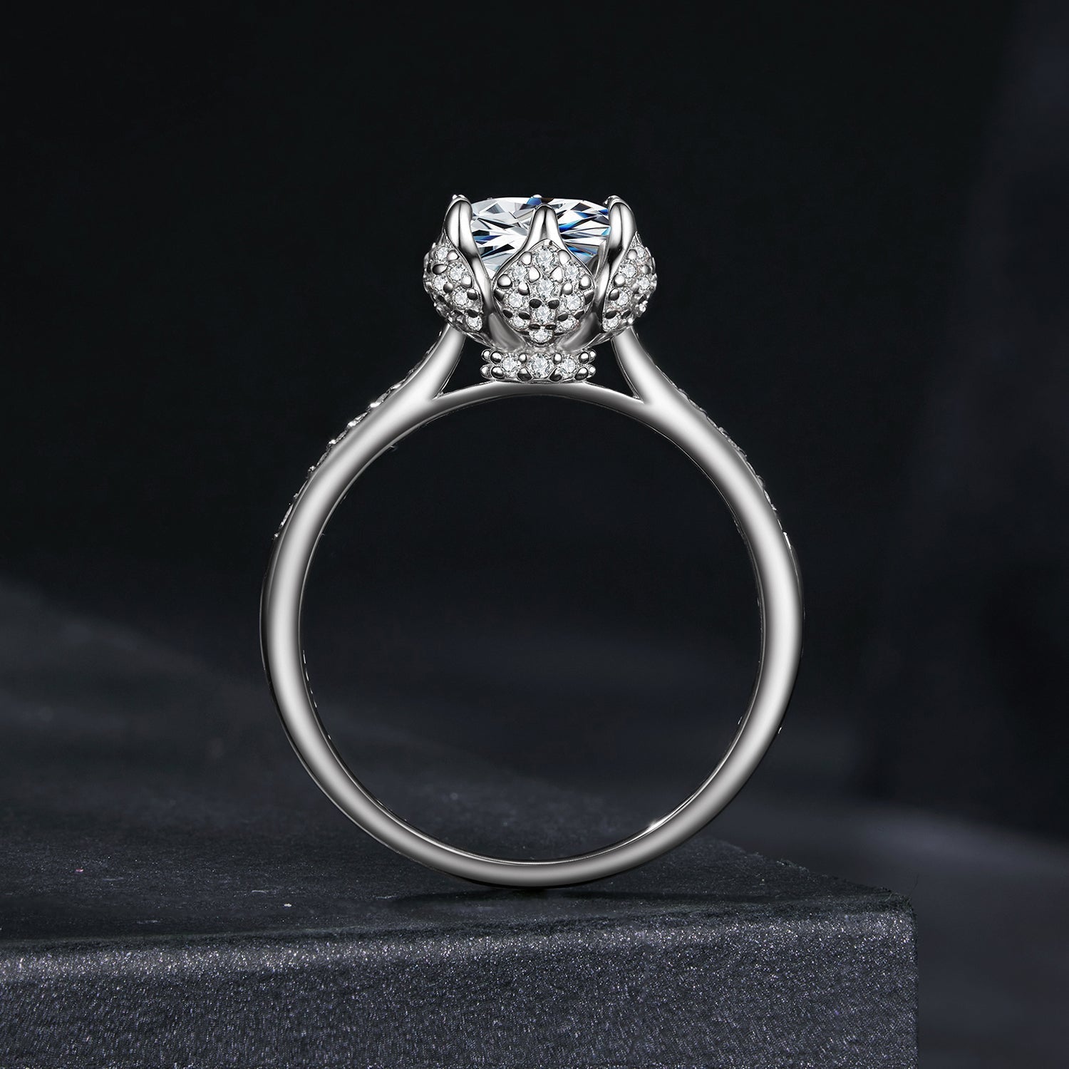 925 Sterling Silver Moissanite Ring 1ct Size 6 White Gold Plated for Women DestGlow