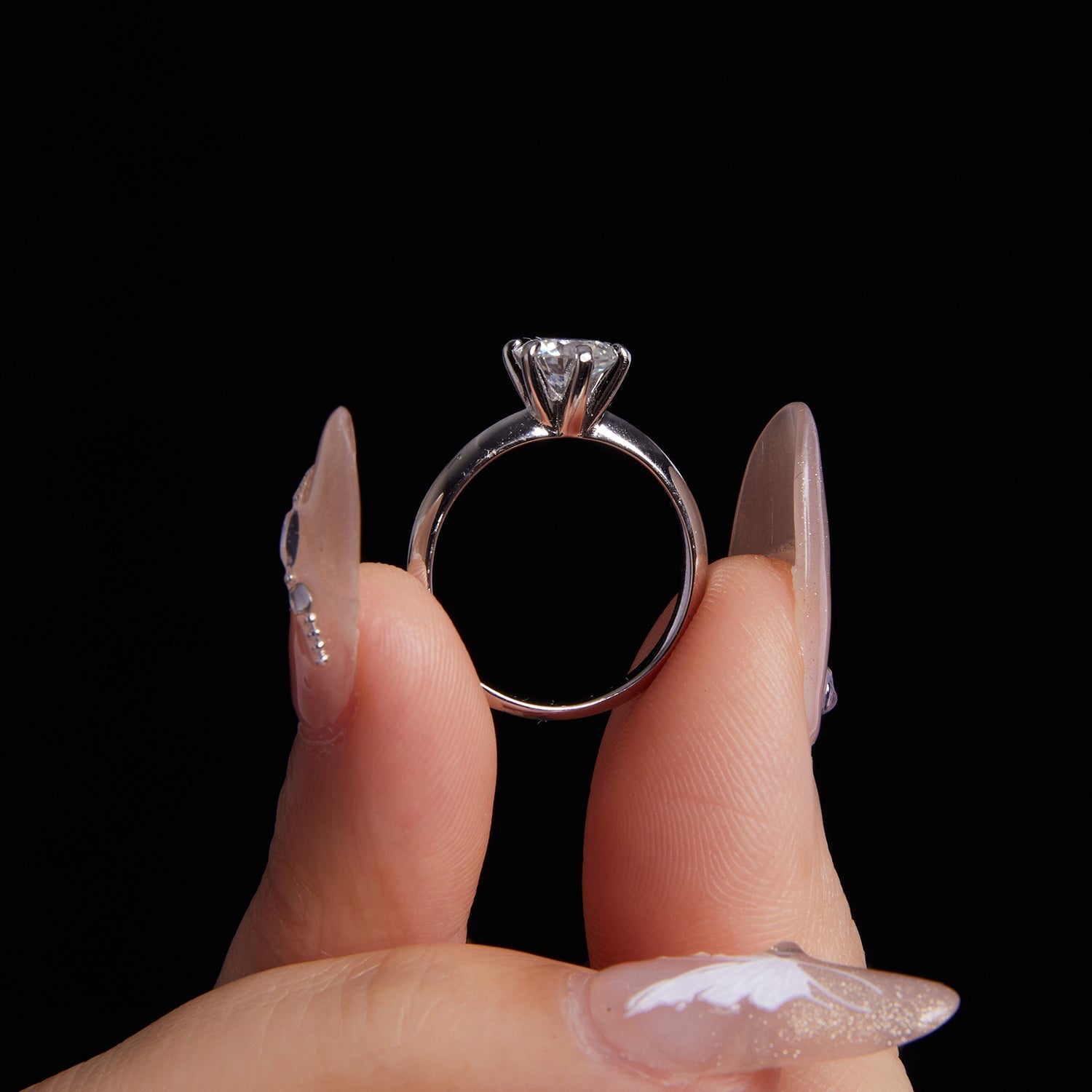 925 Sterling Silver Moissanite 1 Carat Ring Size 6 DestGlow