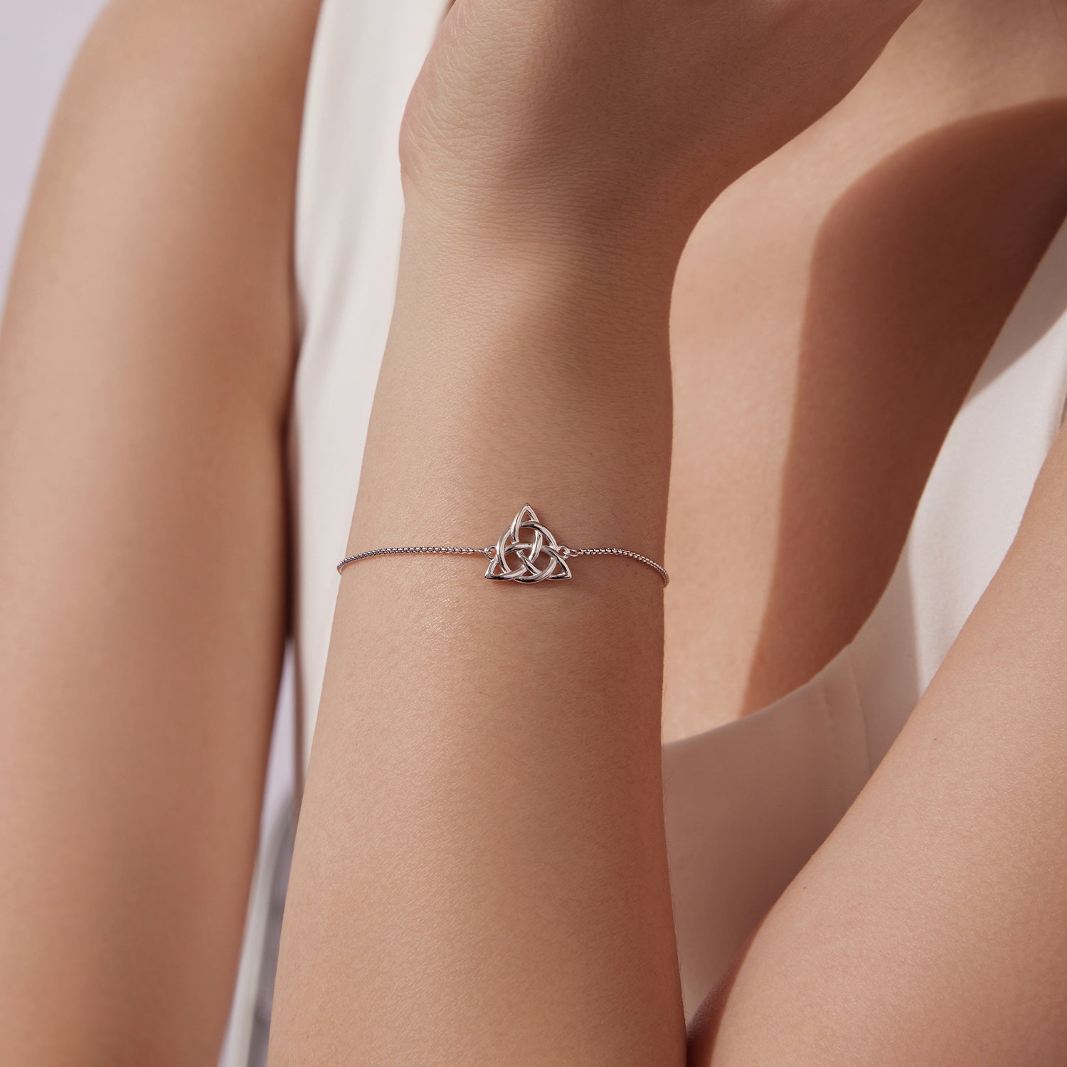 925 Sterling Silver White Gold Plated Bracelet with Length 15+6cm for Women DestGlow