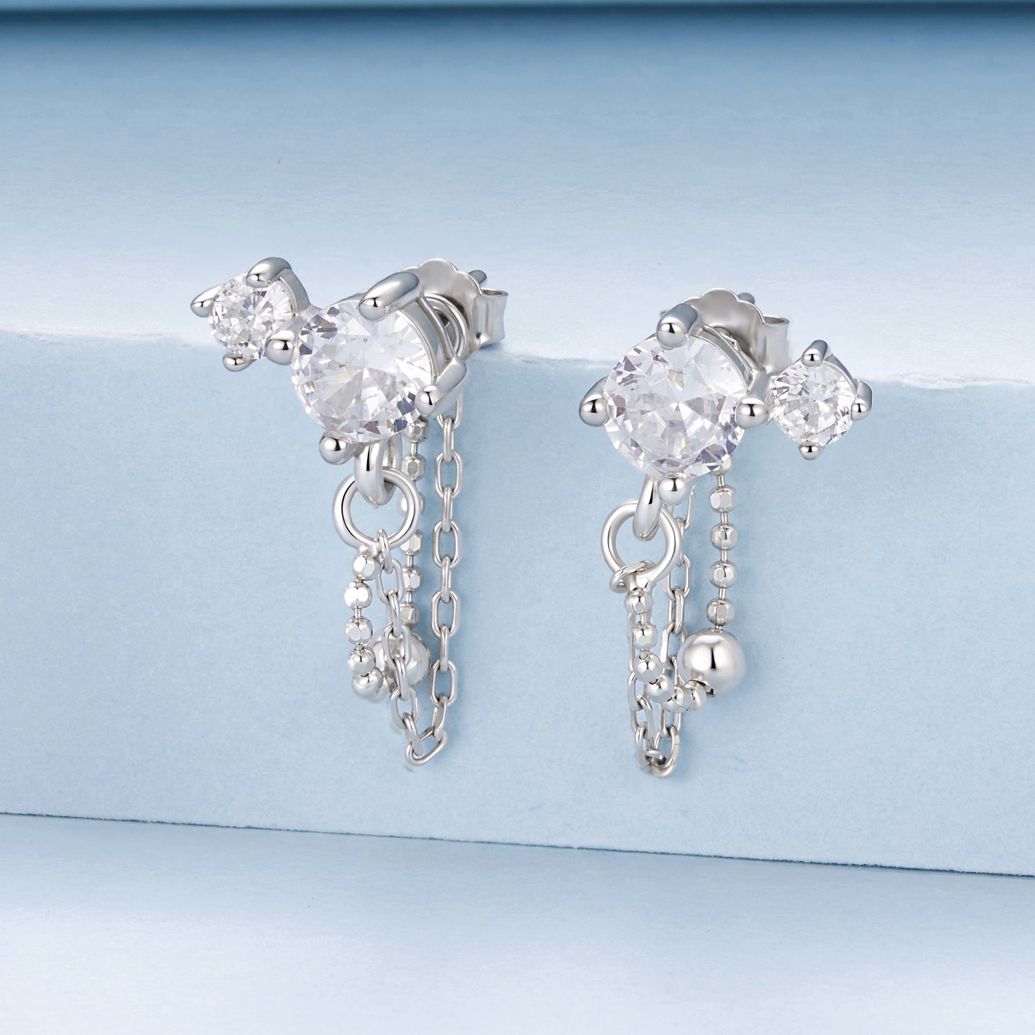 925 Sterling Silver White Gold Plated Pavé Setting CZ Earrings, 1.5cm for Women DestGlow