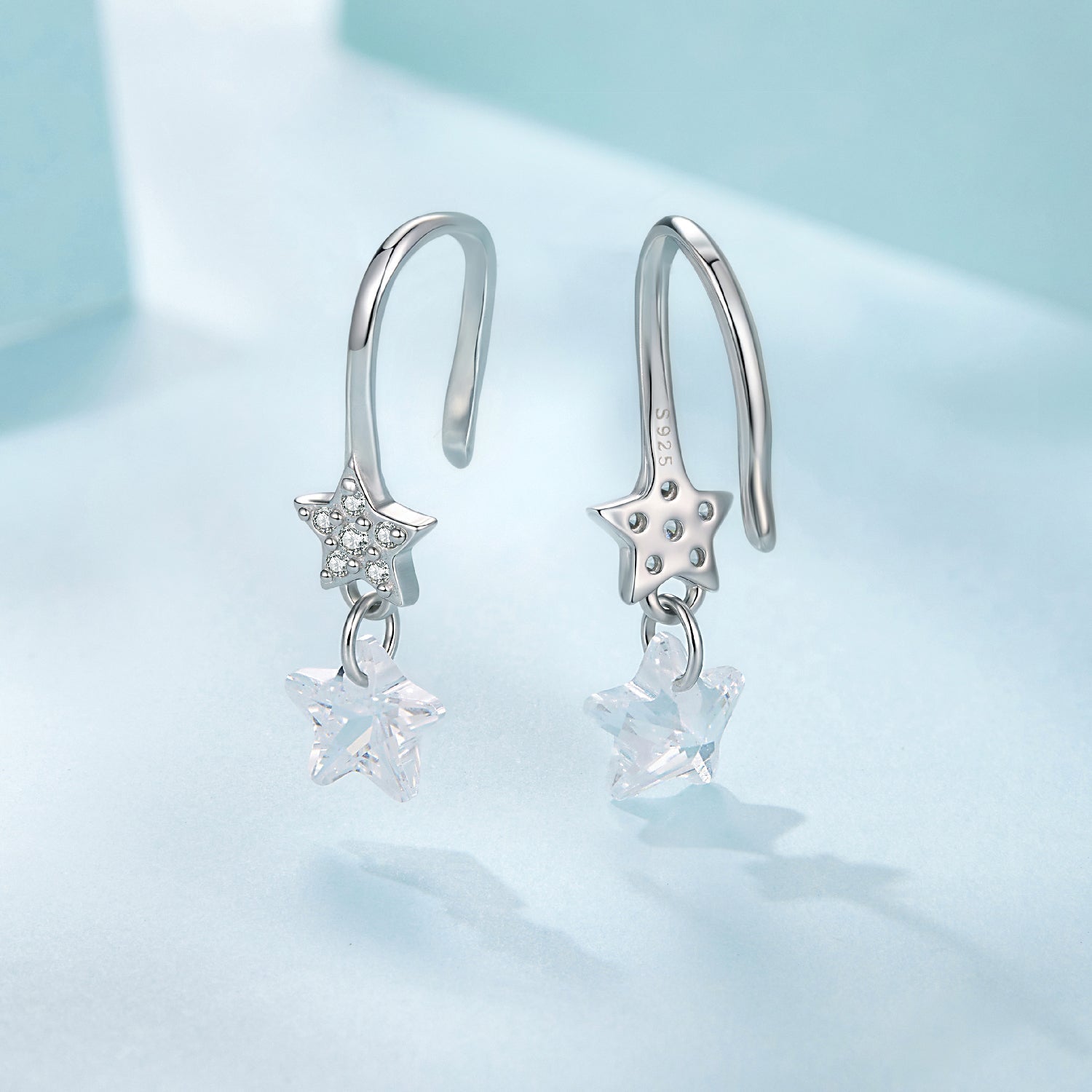 925 Sterling Silver Earrings with Pavé Setting CZ, White Gold Plating, 2.1*0.6cm, for Women DestGlow