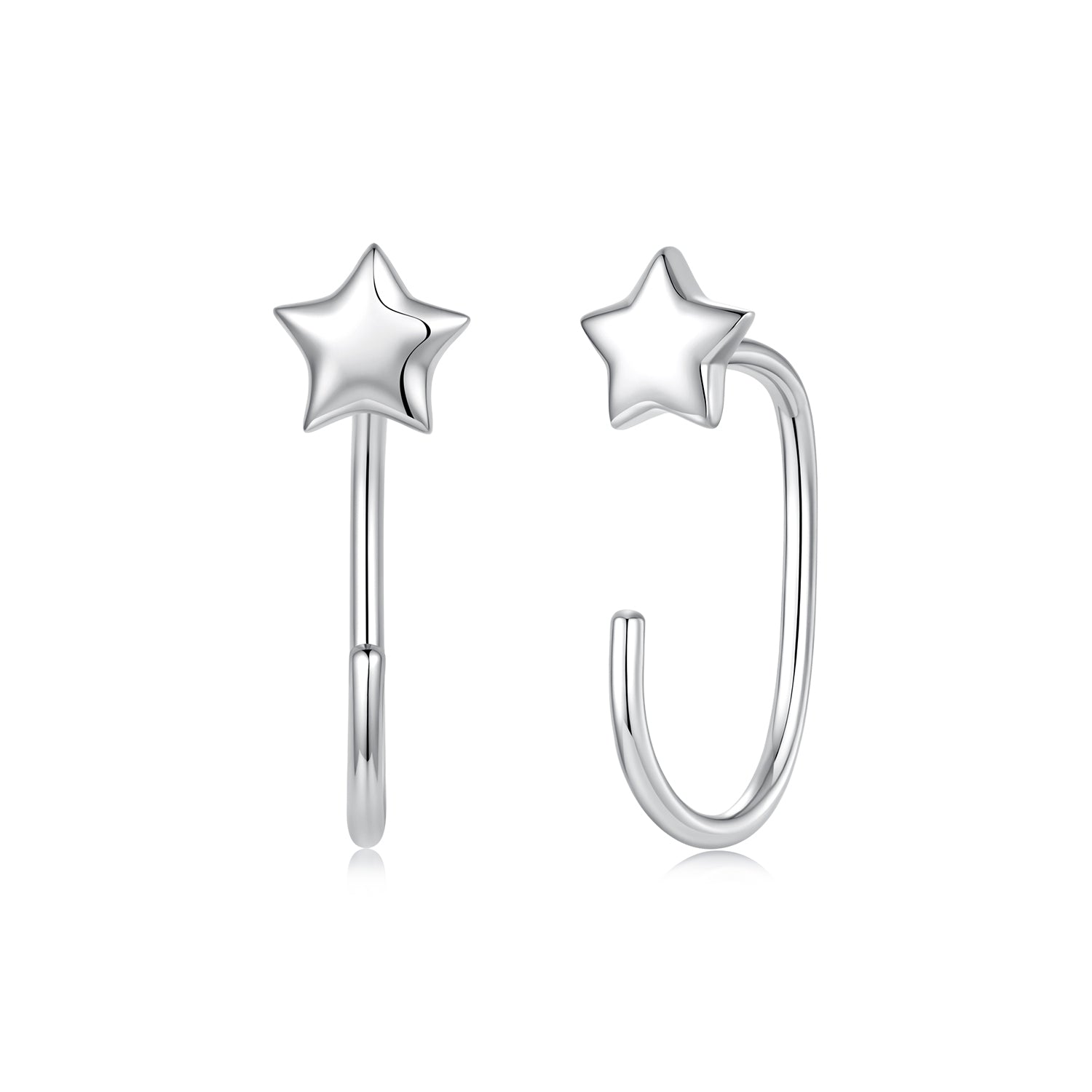925 Sterling Silver Brass Earrings with White Gold Plating 1.4cm for Women DestGlow