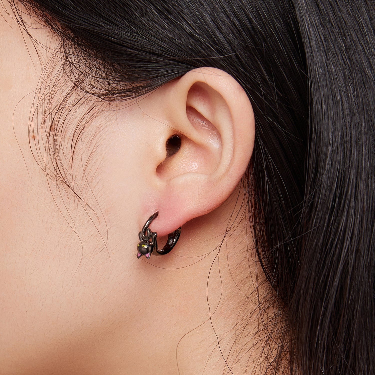 925 Sterling Silver Enamel Black Gold Earrings for Women DestGlow