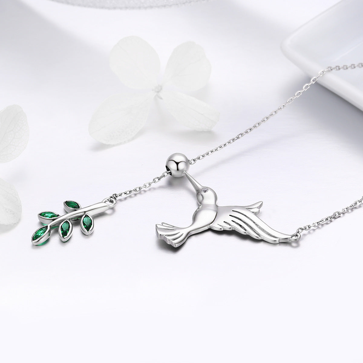 925 Sterling Silver Necklace with Bird and Leaves Design for Women DestGlow